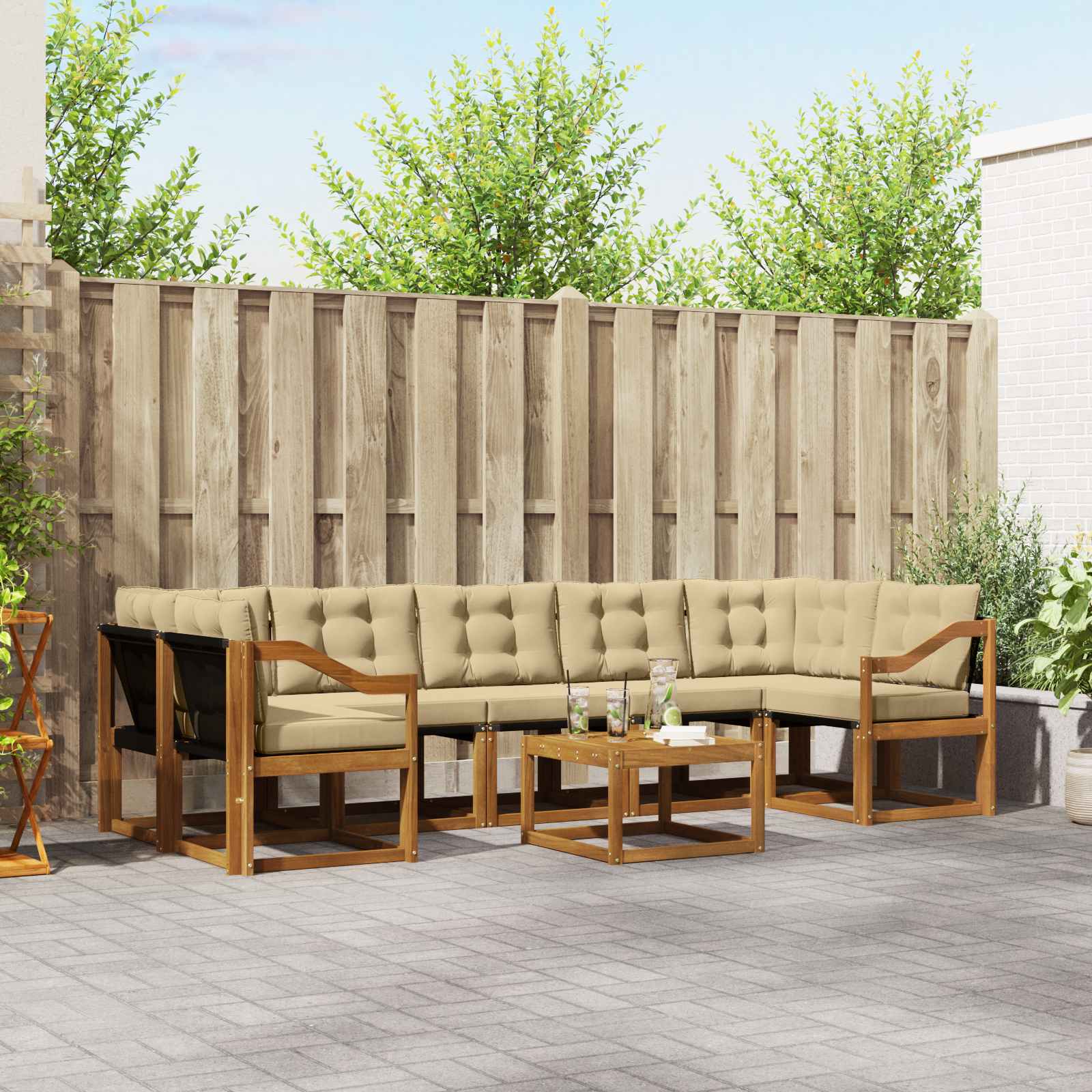 Outdoor-Sofagarnitur 8 stk. Natur und Beige