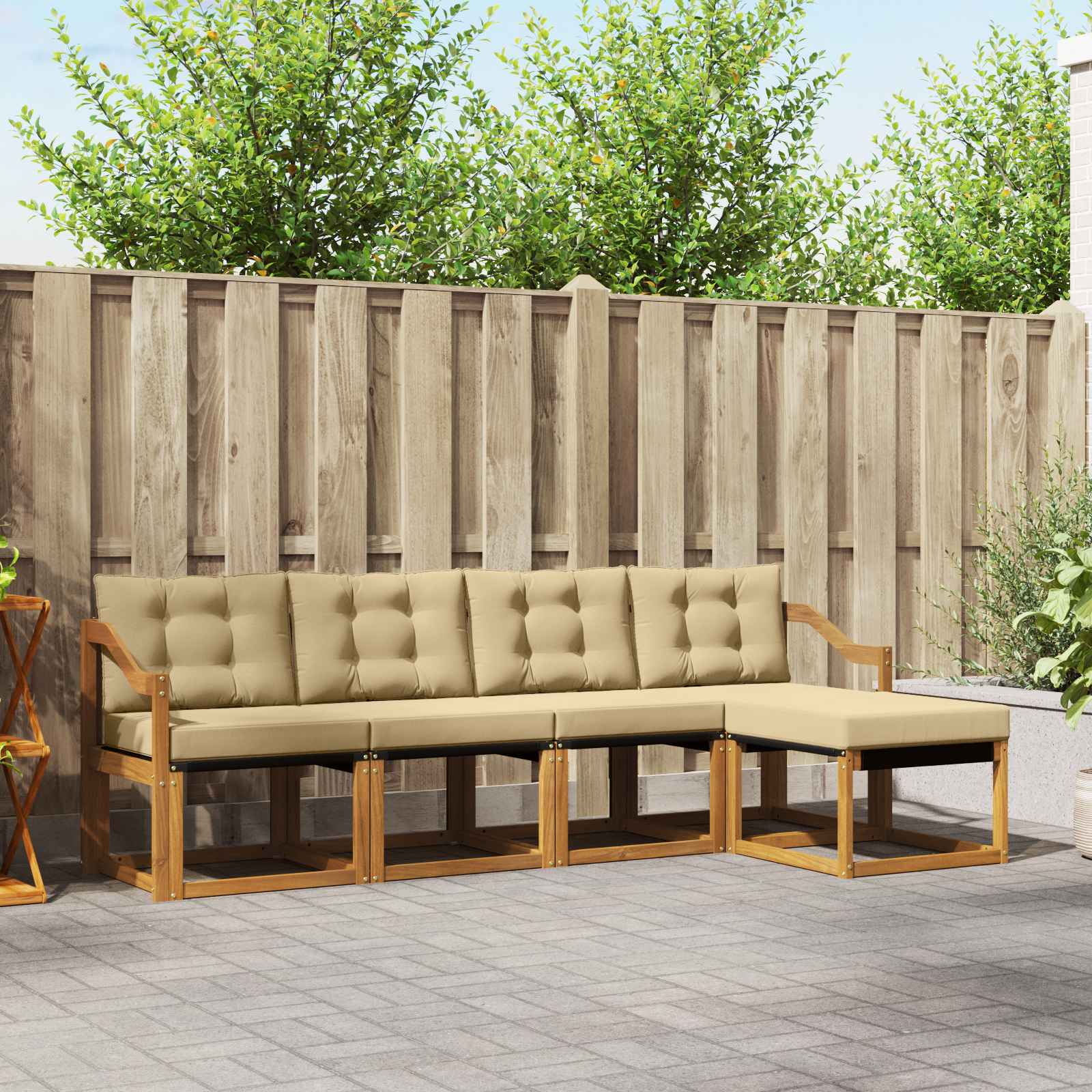 Outdoor-Sofagarnitur 5 stk. Natur und Beige
