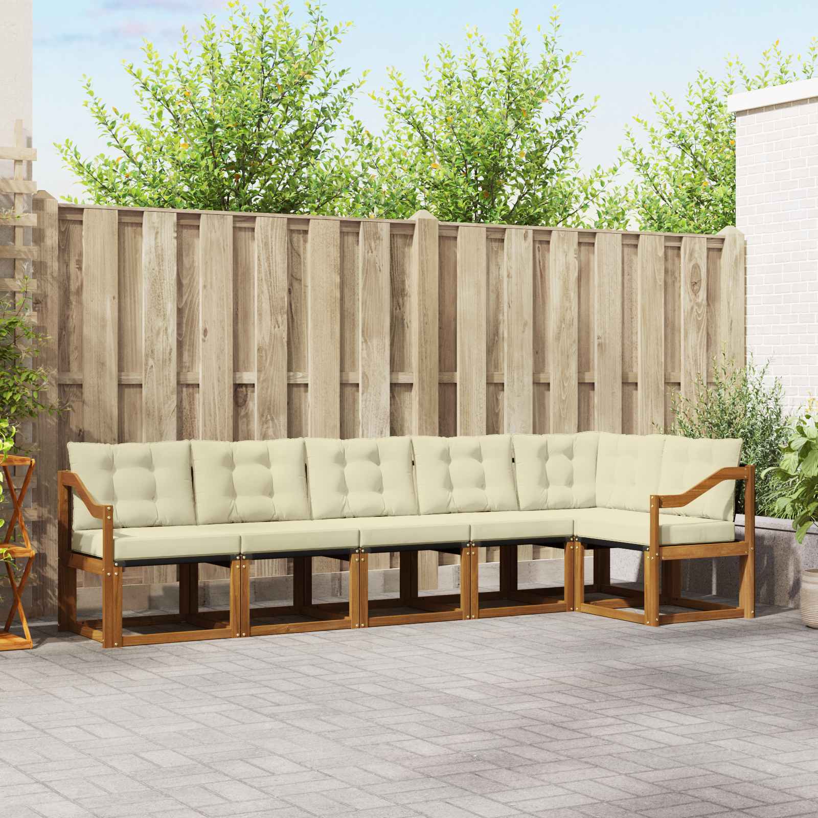 Outdoor-Sofagarnitur 6 stk. Natur und Creme