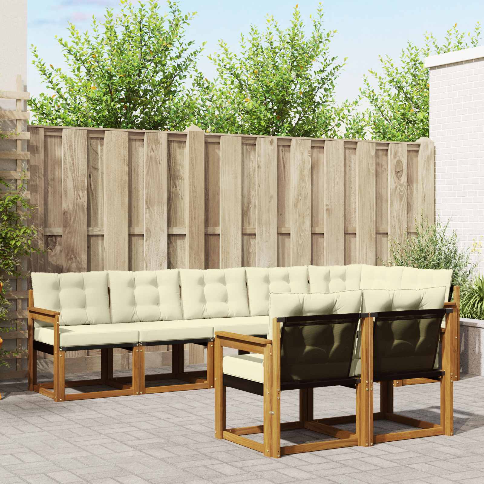 Outdoor-Sofagarnitur 8 stk. Natur und Creme