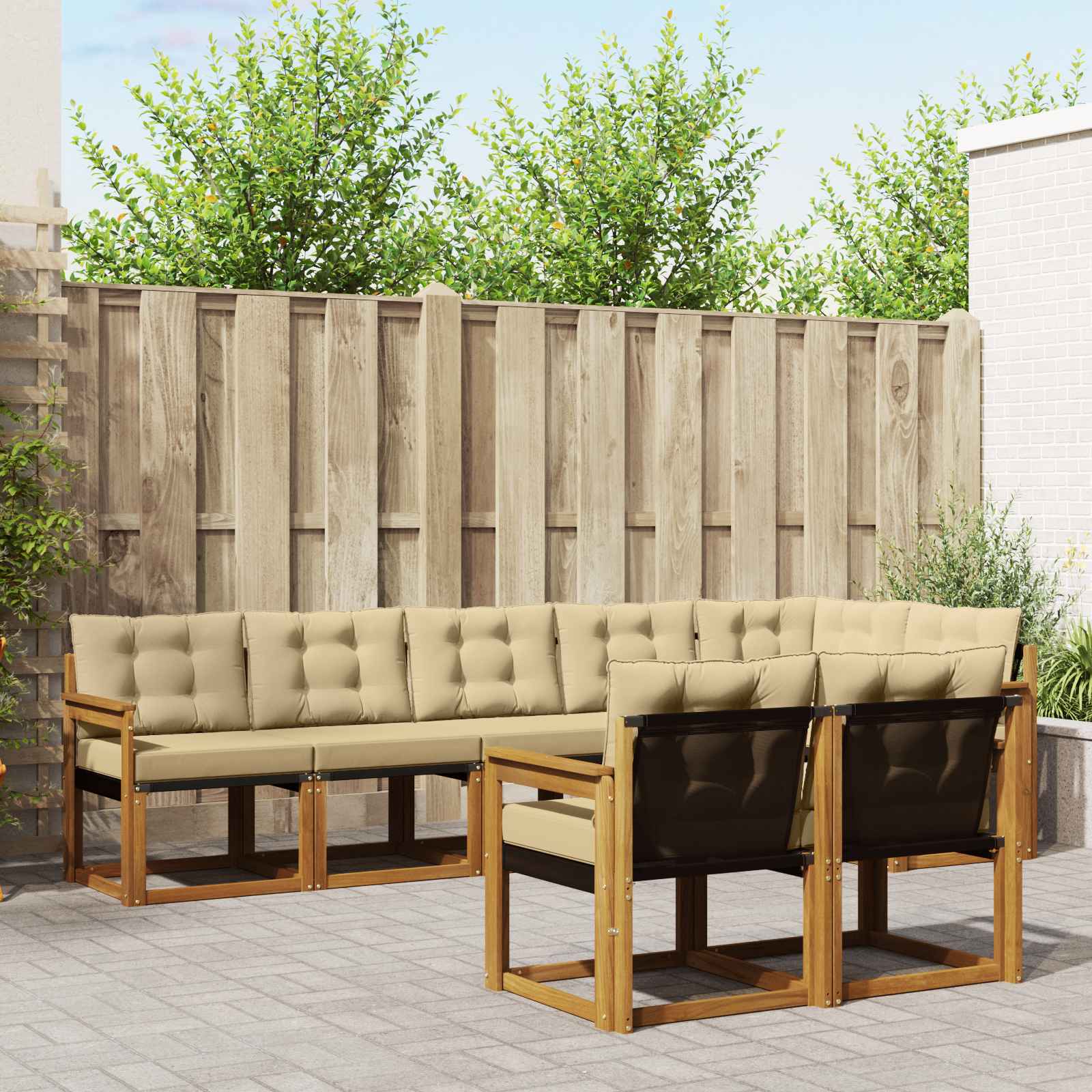 Outdoor-Sofagarnitur 8 stk. Natur und Beige