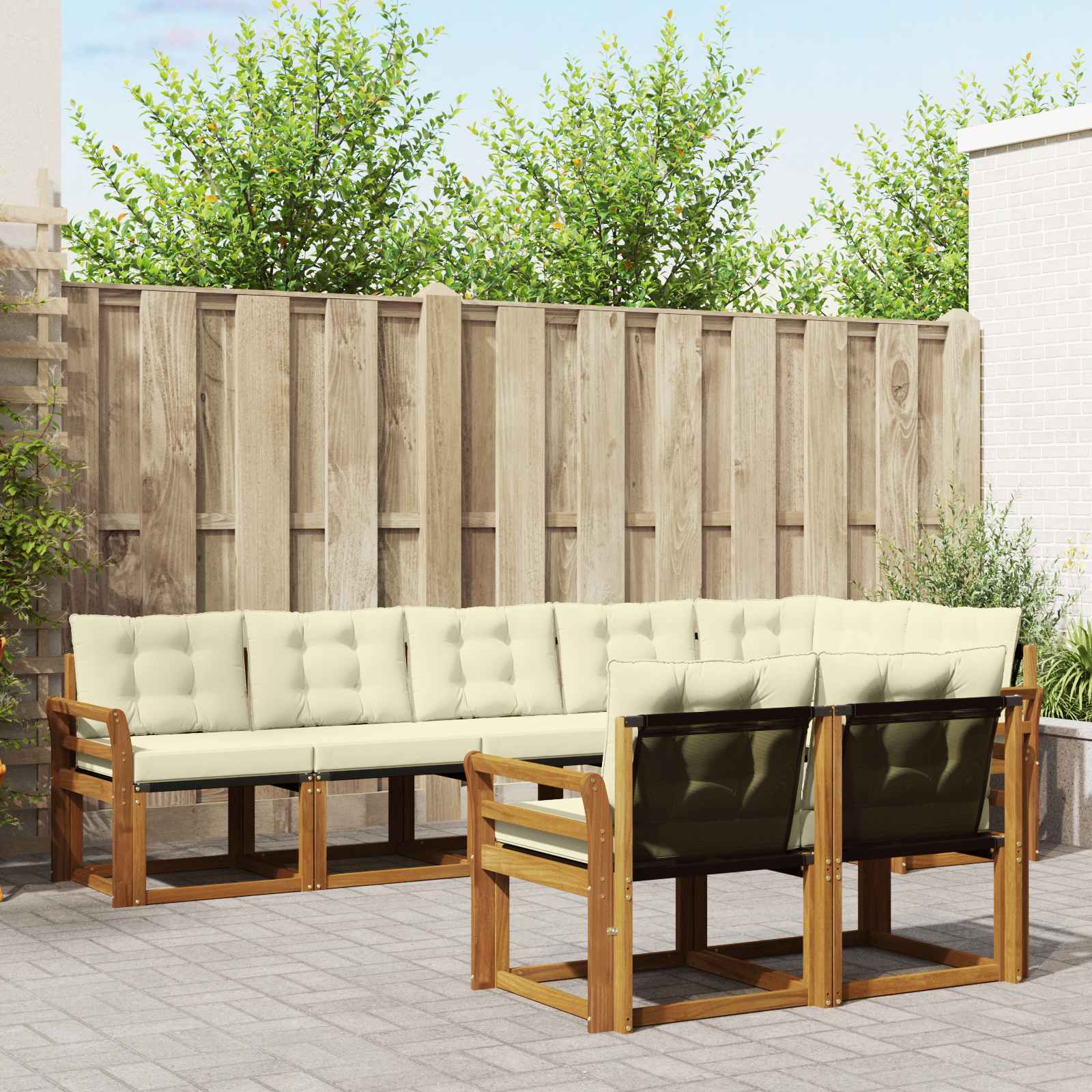 Outdoor-Sofagarnitur 8 stk. Natur und Creme