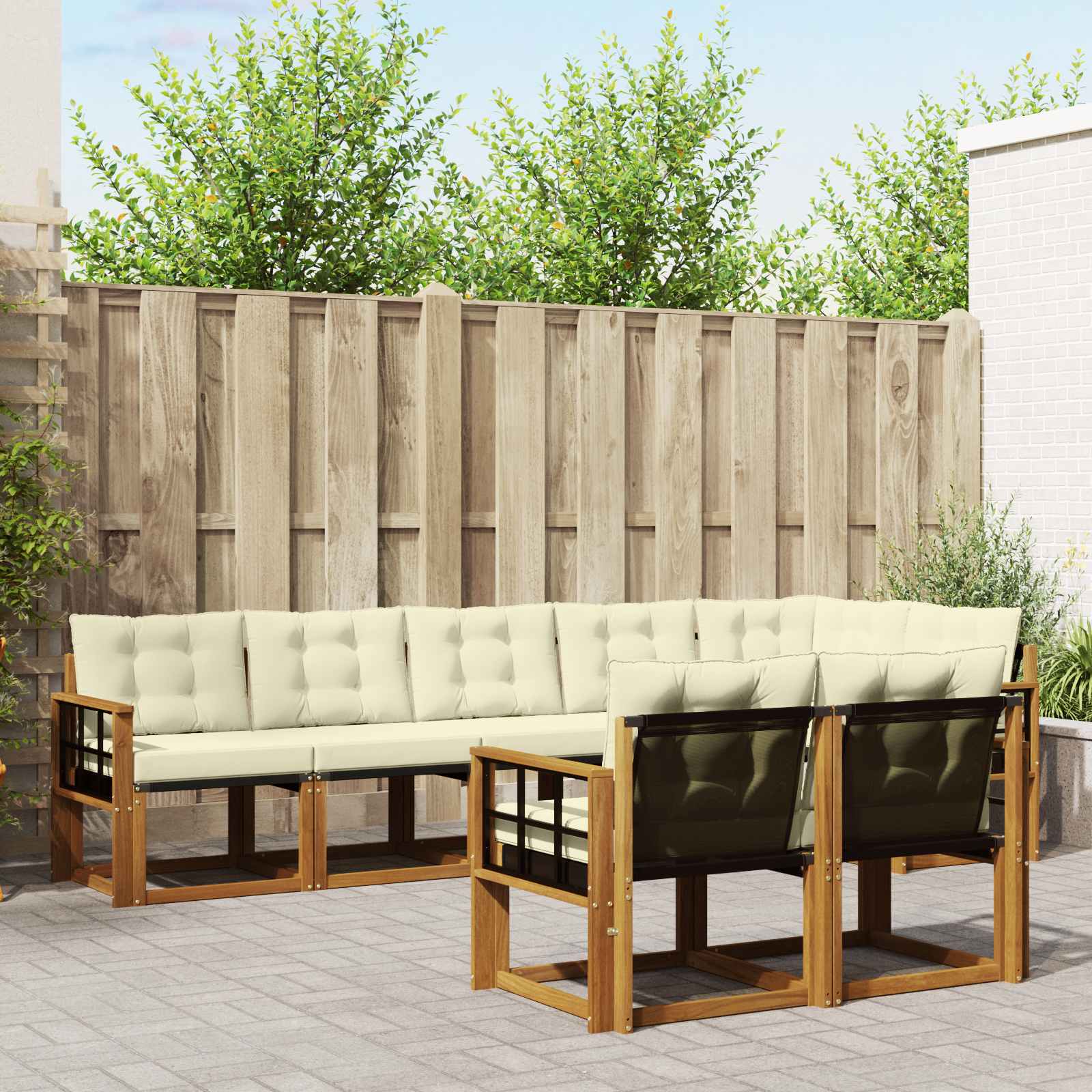 Outdoor-Sofagarnitur 8 stk. Natur und Creme