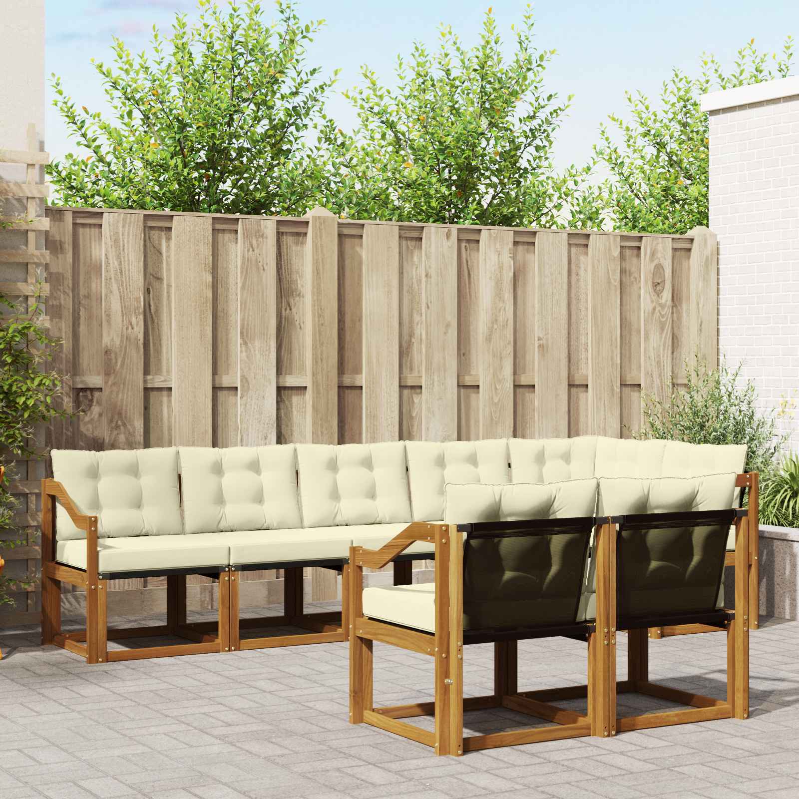 Outdoor-Sofagarnitur 8 stk. Natur und Creme