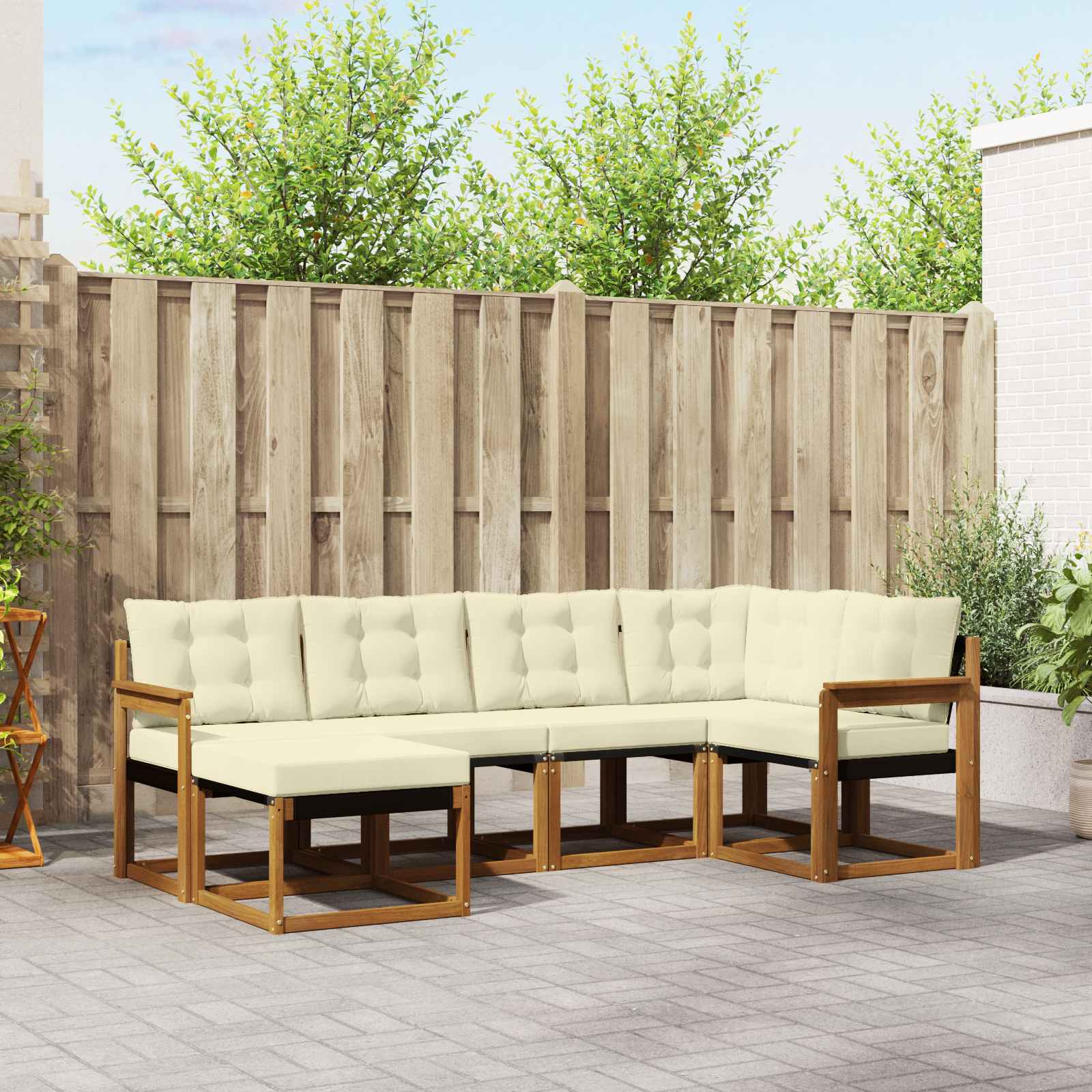 Outdoor-Sofagarnitur 6 stk. Natur und Creme