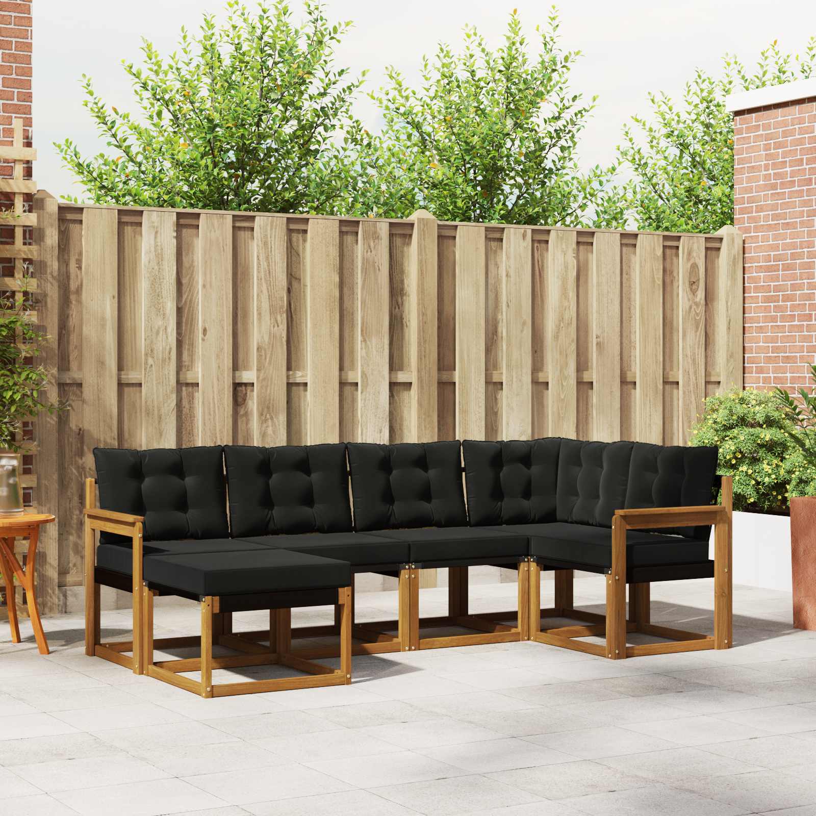 Outdoor-Sofagarnitur 6 stk. Natürlich und Schwarz