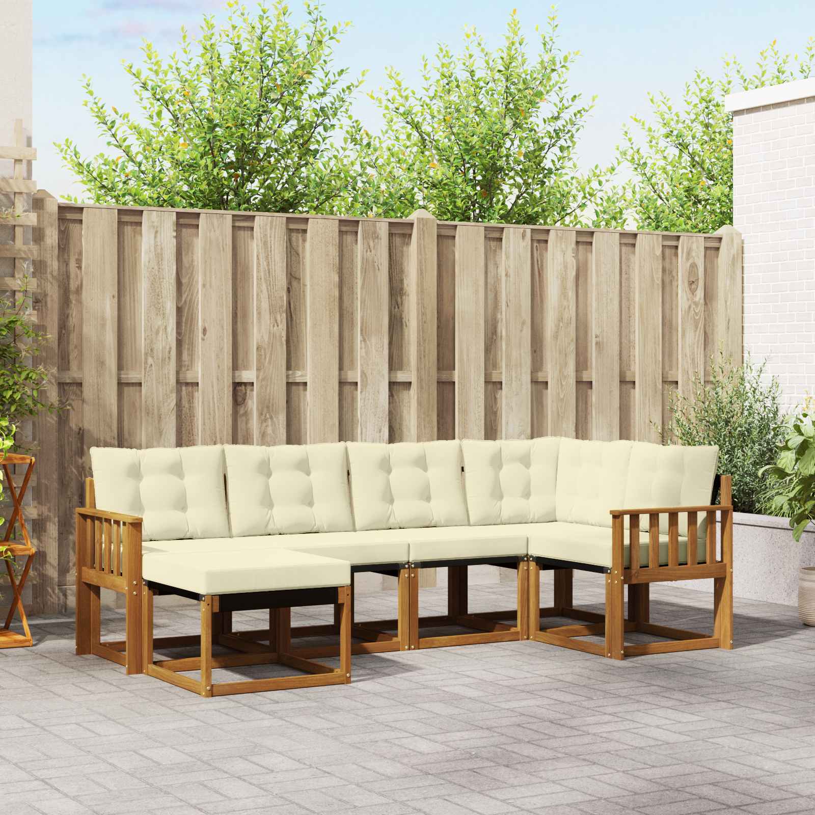 Outdoor-Sofagarnitur 6 stk. Natur und Creme