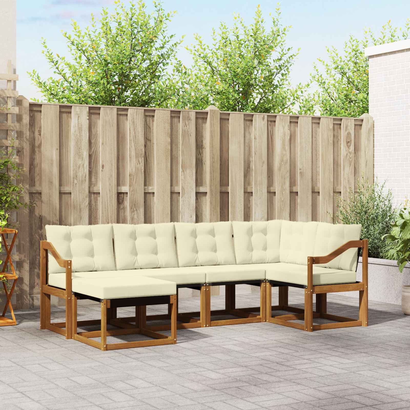 Outdoor-Sofagarnitur 6 stk. Natur und Creme
