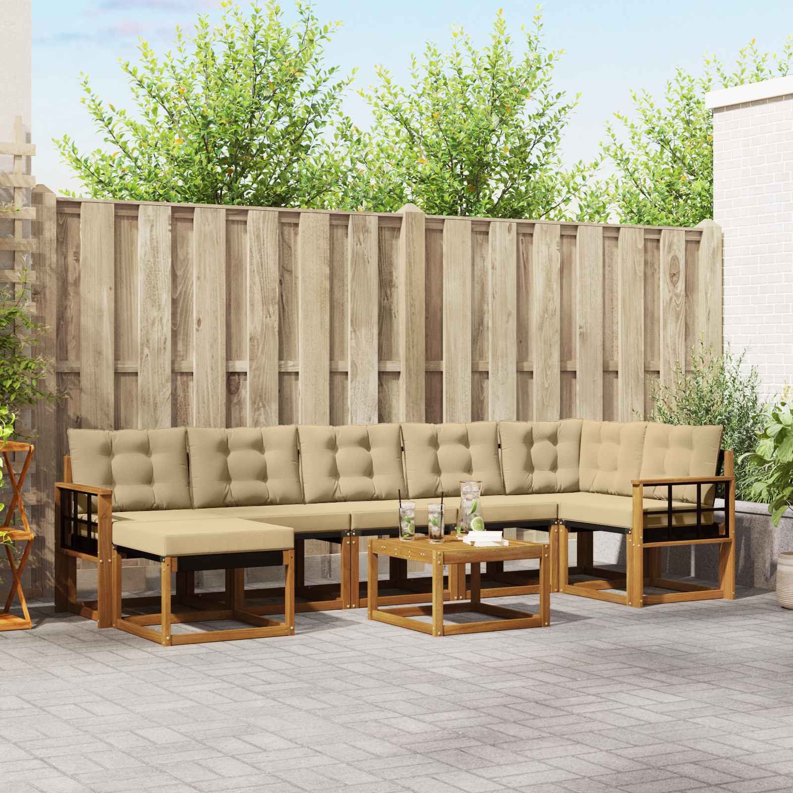 Outdoor-Sofagarnitur 8 stk. Natur und Beige