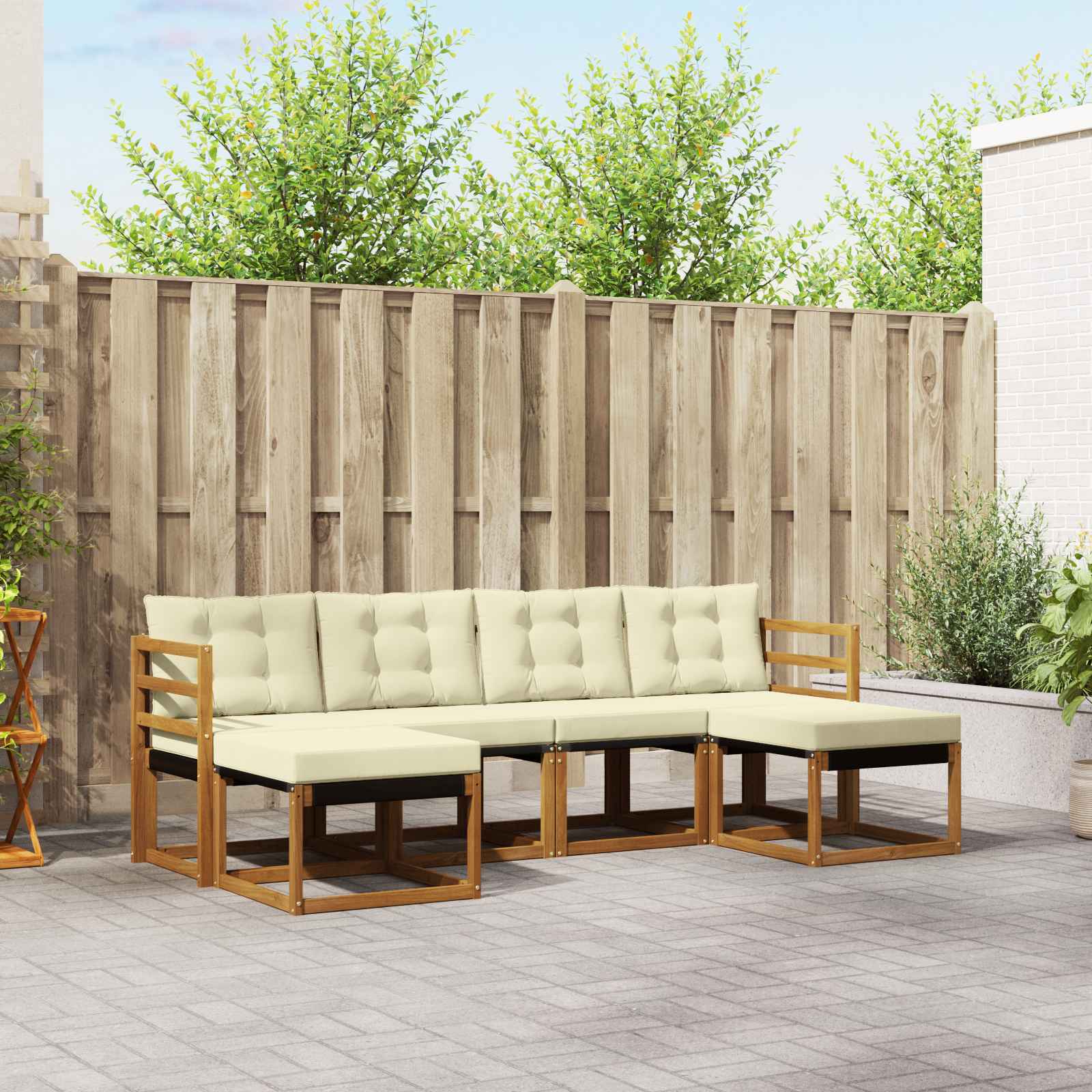 Outdoor-Sofagarnitur 6 stk. Natur und Creme