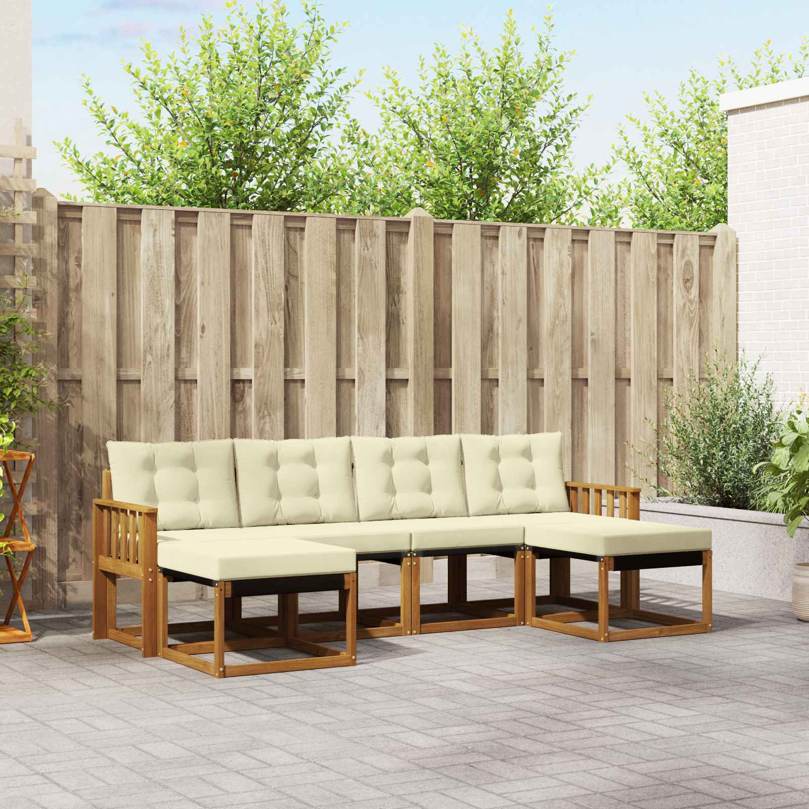 Outdoor-Sofagarnitur 6 stk. Natur und Creme