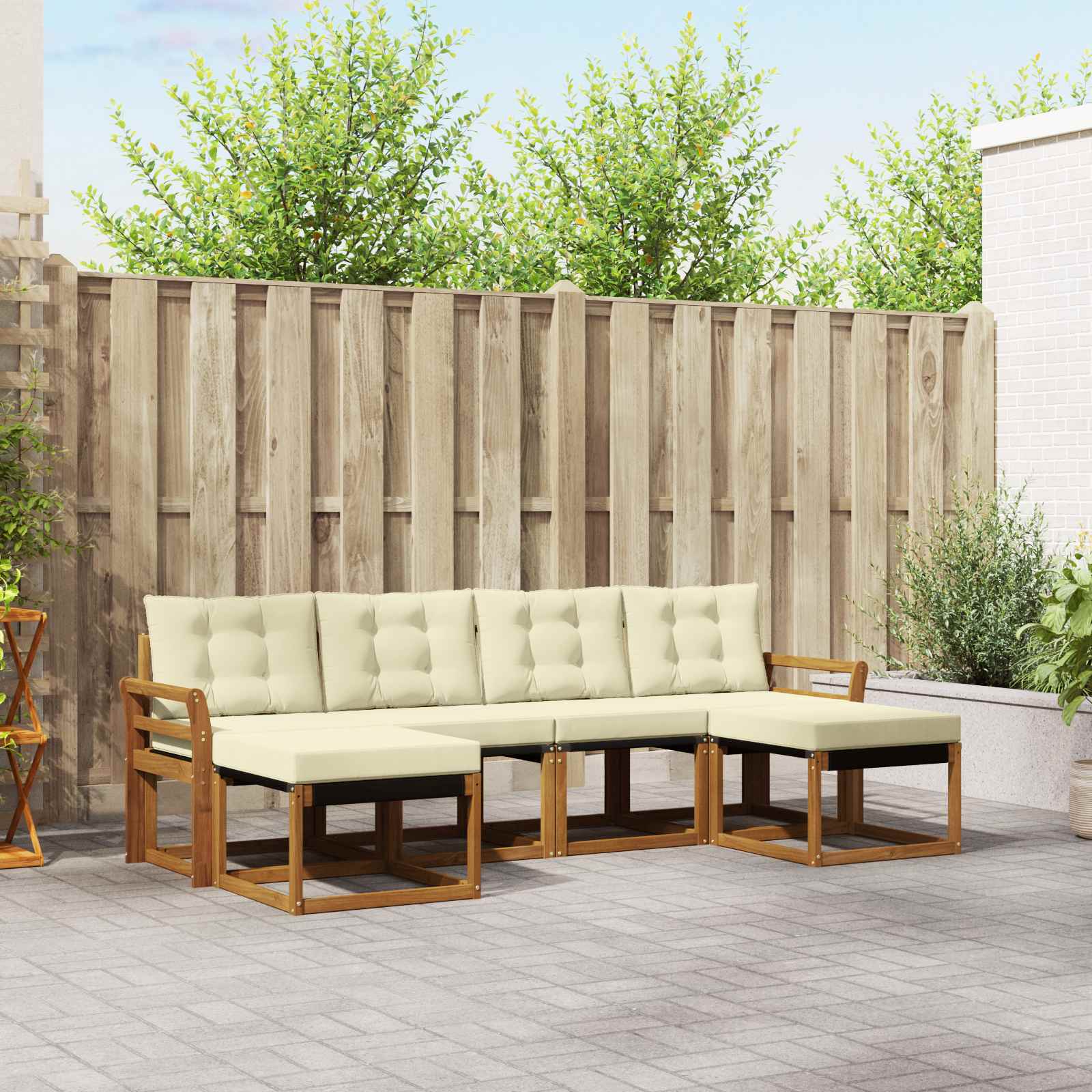 Outdoor-Sofagarnitur 6 stk. Natur und Creme