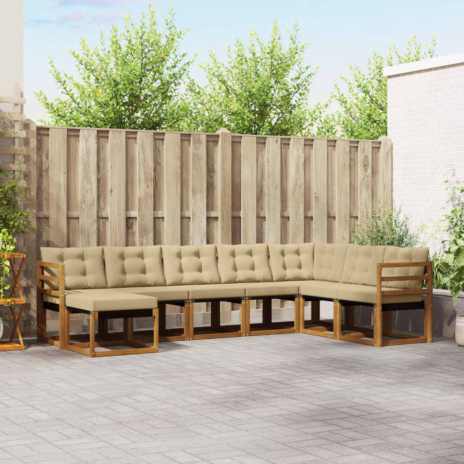 Outdoor-Sofagarnitur 8 stk. Natur und Beige