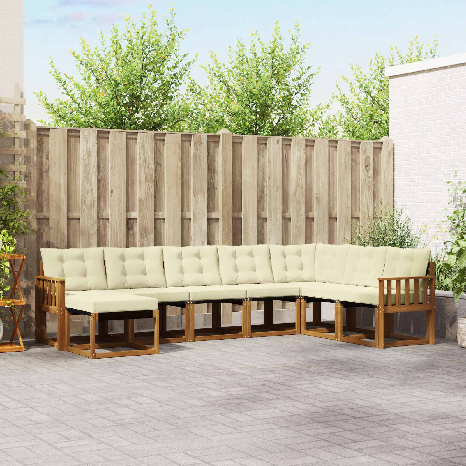 Outdoor-Sofagarnitur 8 stk. Natur und Creme