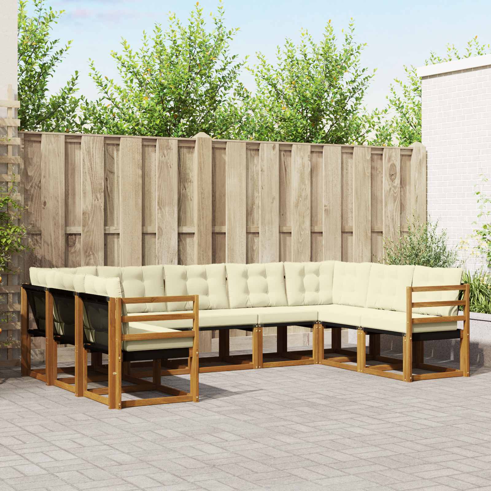 Outdoor-Sofagarnitur 9 stk. Natur und Creme