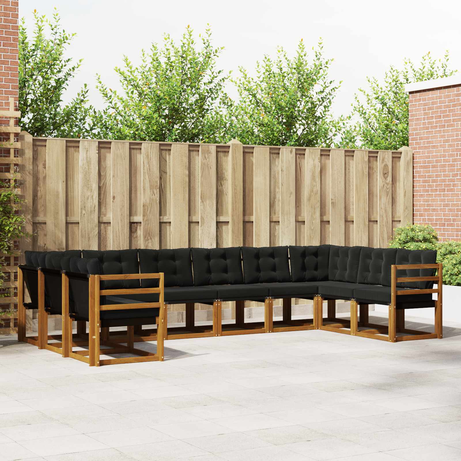 Outdoor-Sofagarnitur 10 stk. Natürlich und Schwarz