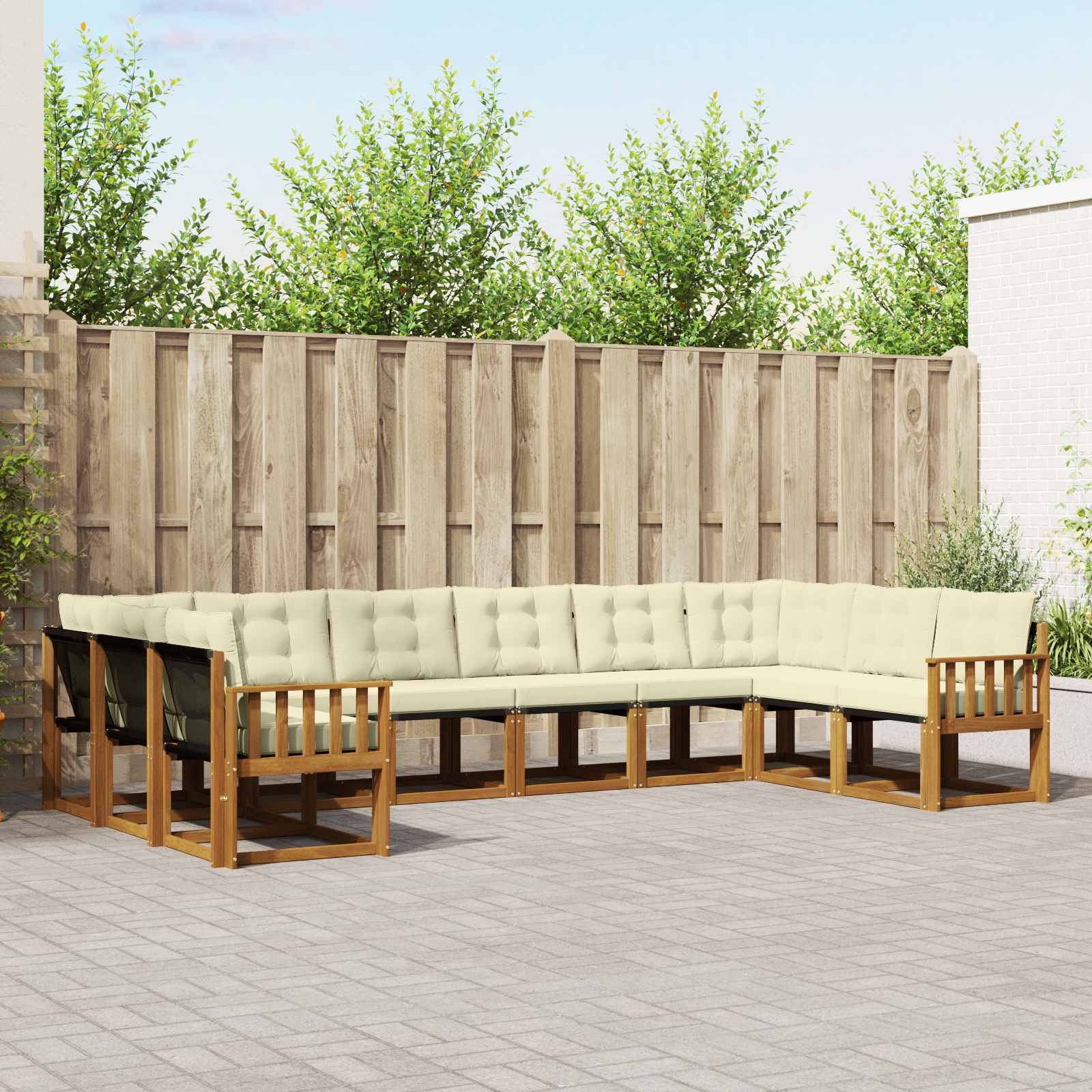 Outdoor-Sofagarnitur 10 stk. Natur und Creme