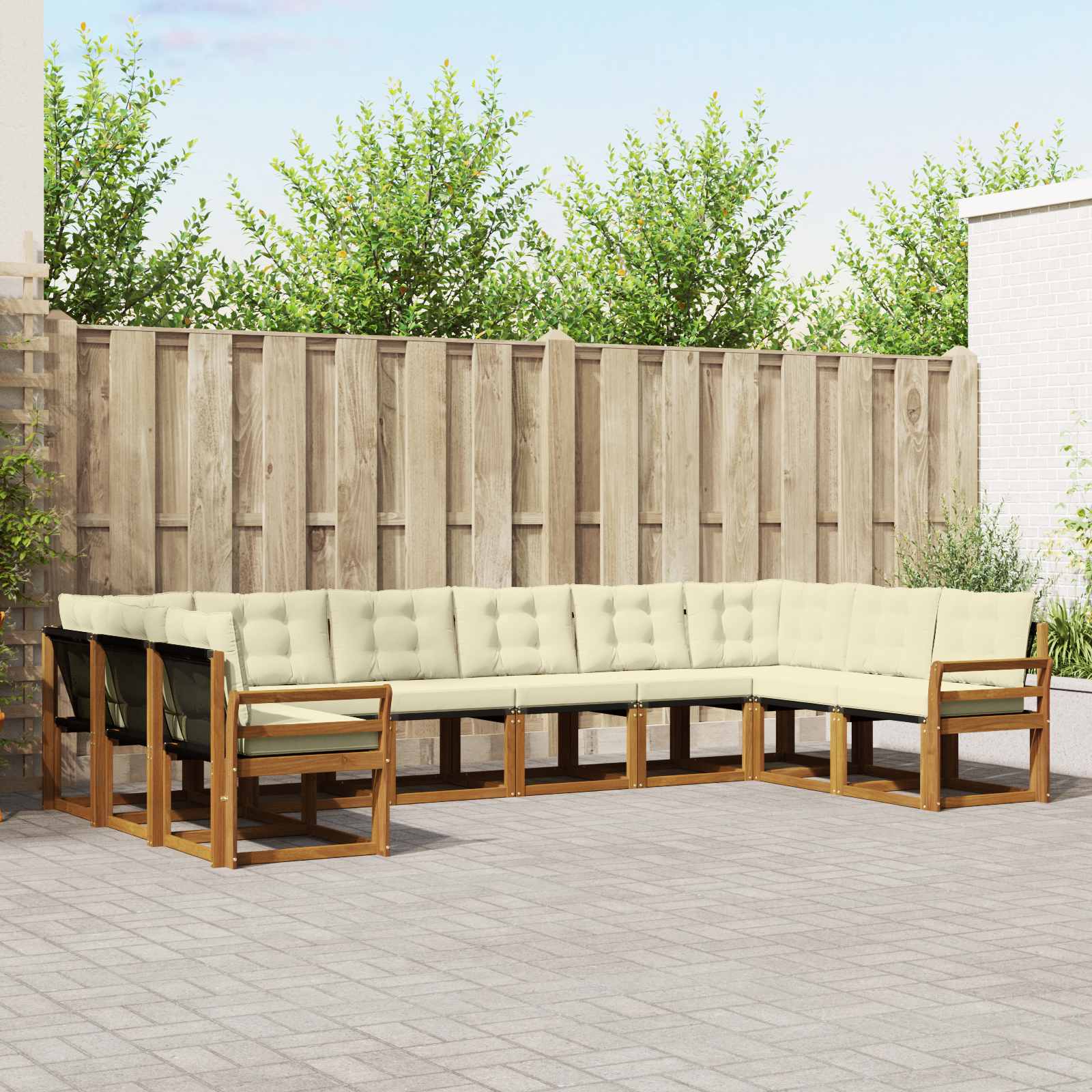 Outdoor-Sofagarnitur 10 stk. Natur und Creme