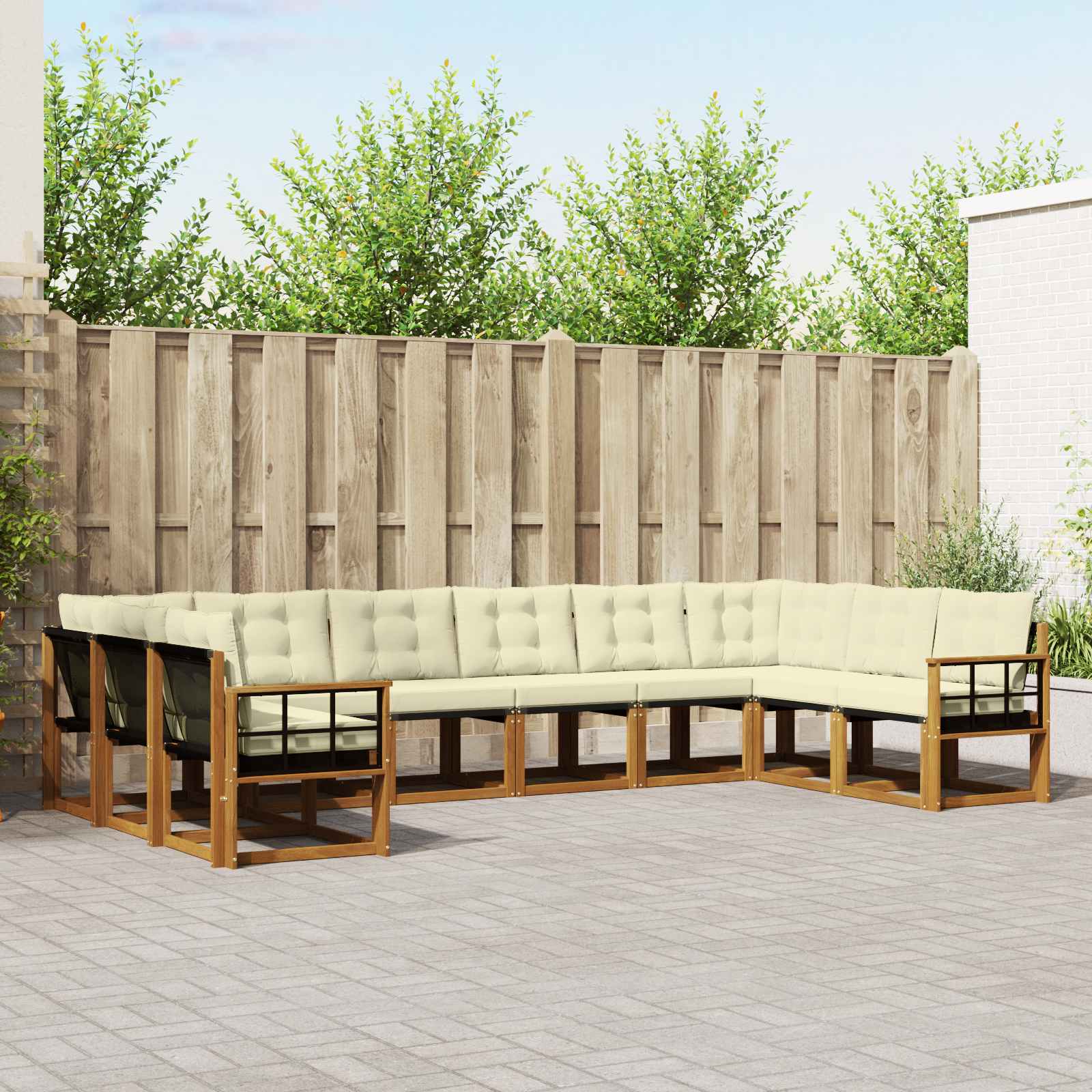 Outdoor-Sofagarnitur 10 stk. Natur und Creme