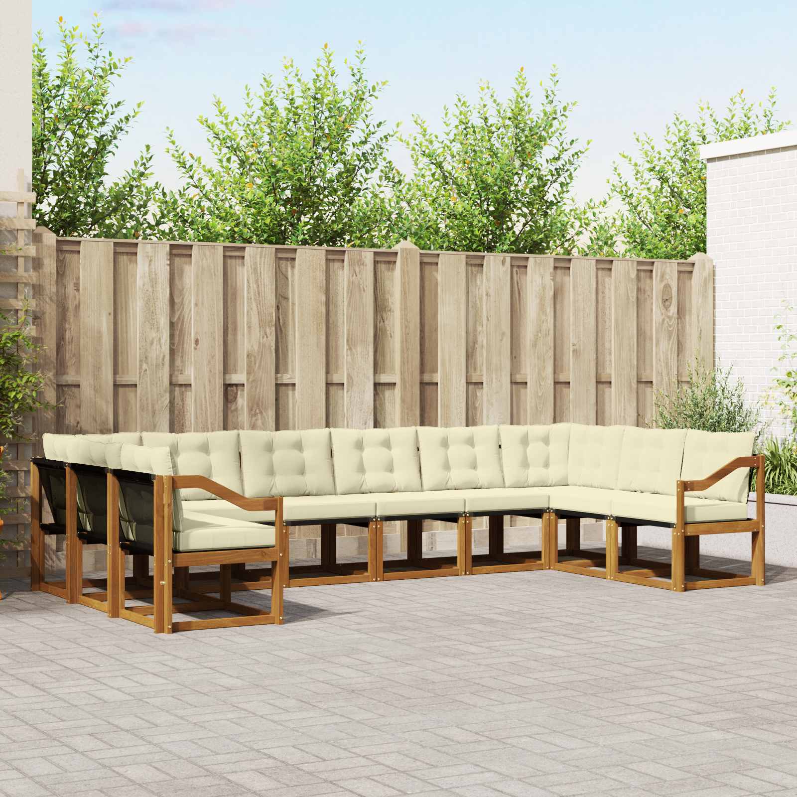 Outdoor-Sofagarnitur 10 stk. Natur und Creme