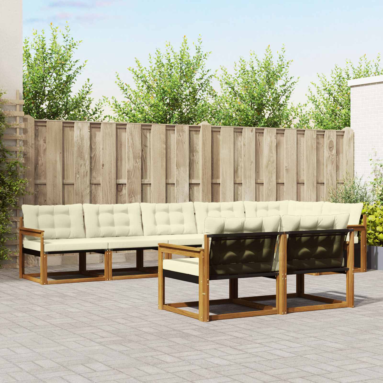Outdoor-Sofagarnitur 8 stk. Natur und Creme