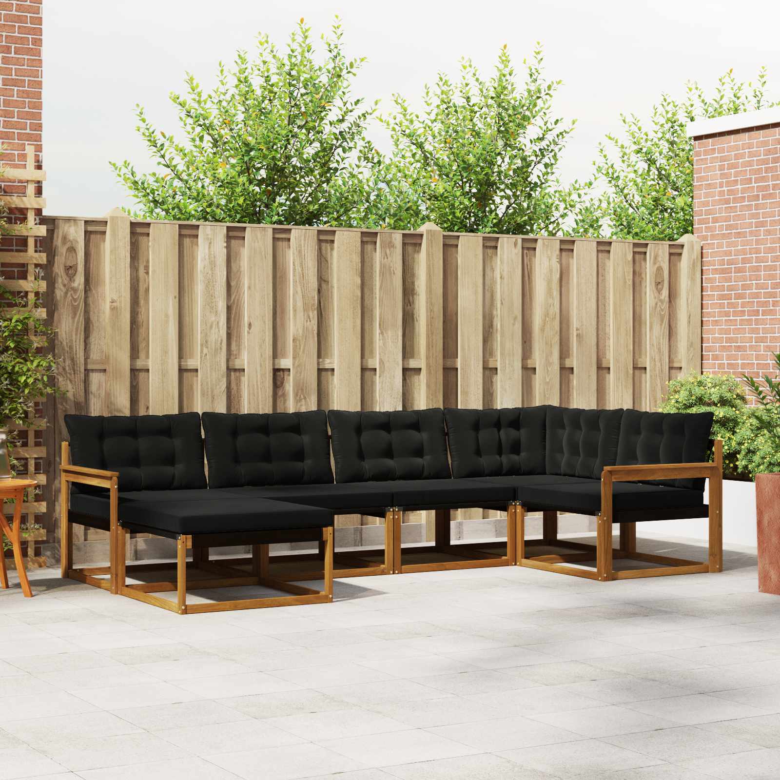 Outdoor-Sofagarnitur 6 stk. Natürlich und Schwarz