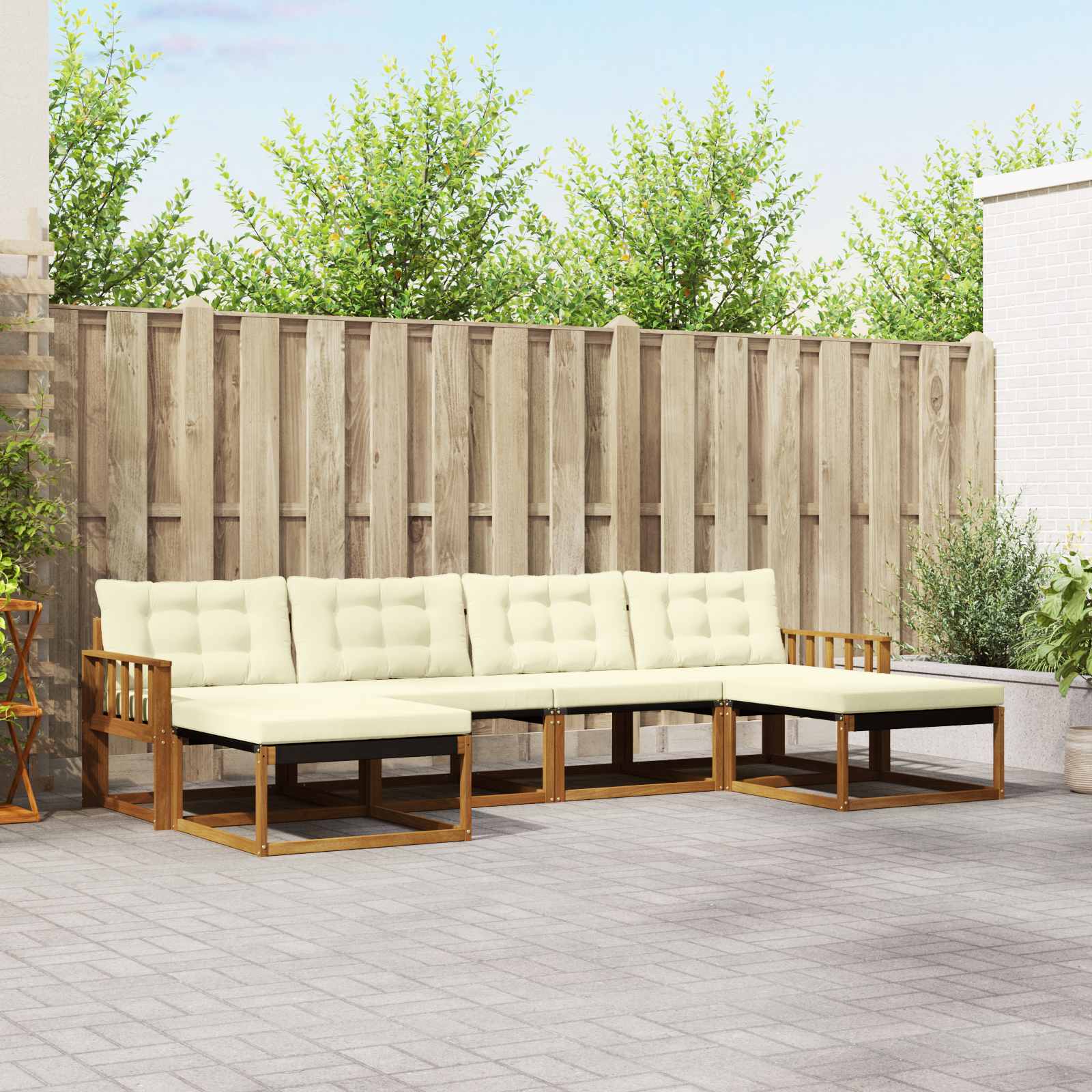 Outdoor-Sofagarnitur 6 stk. Natur und Creme