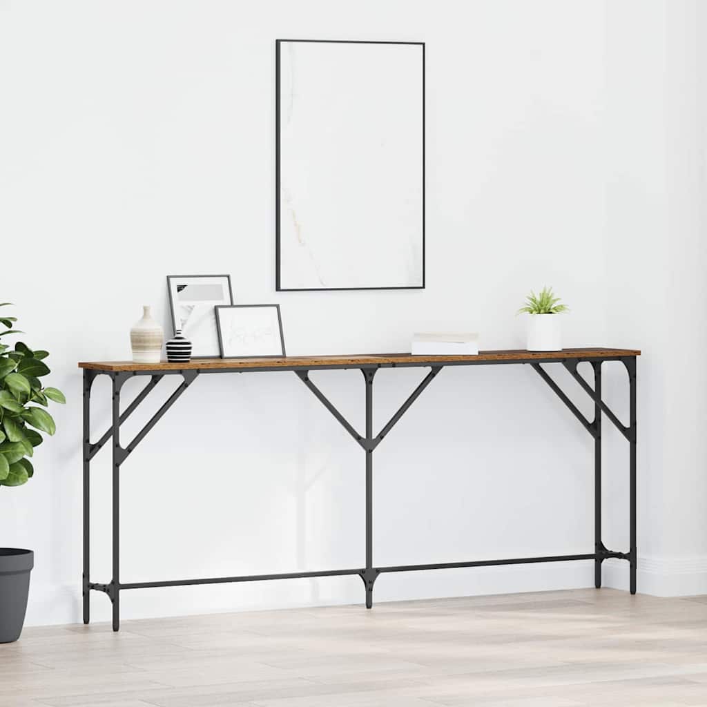 Konsolentisch Altholz 180 x 23 x 75 cm Schichtholz und Metall