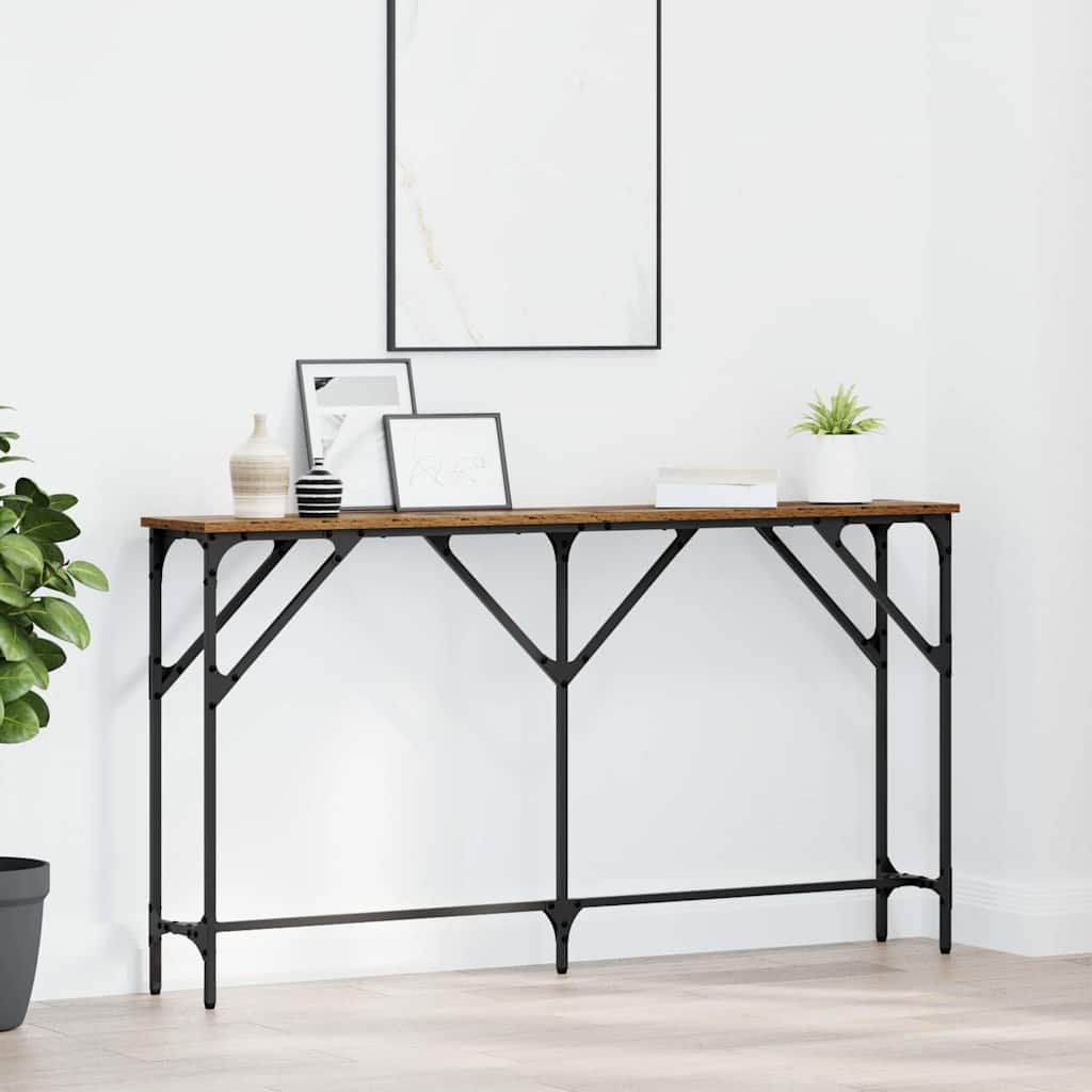 Konsolentisch Altholz 140 x 23 x 75 cm Schichtholz und Metall