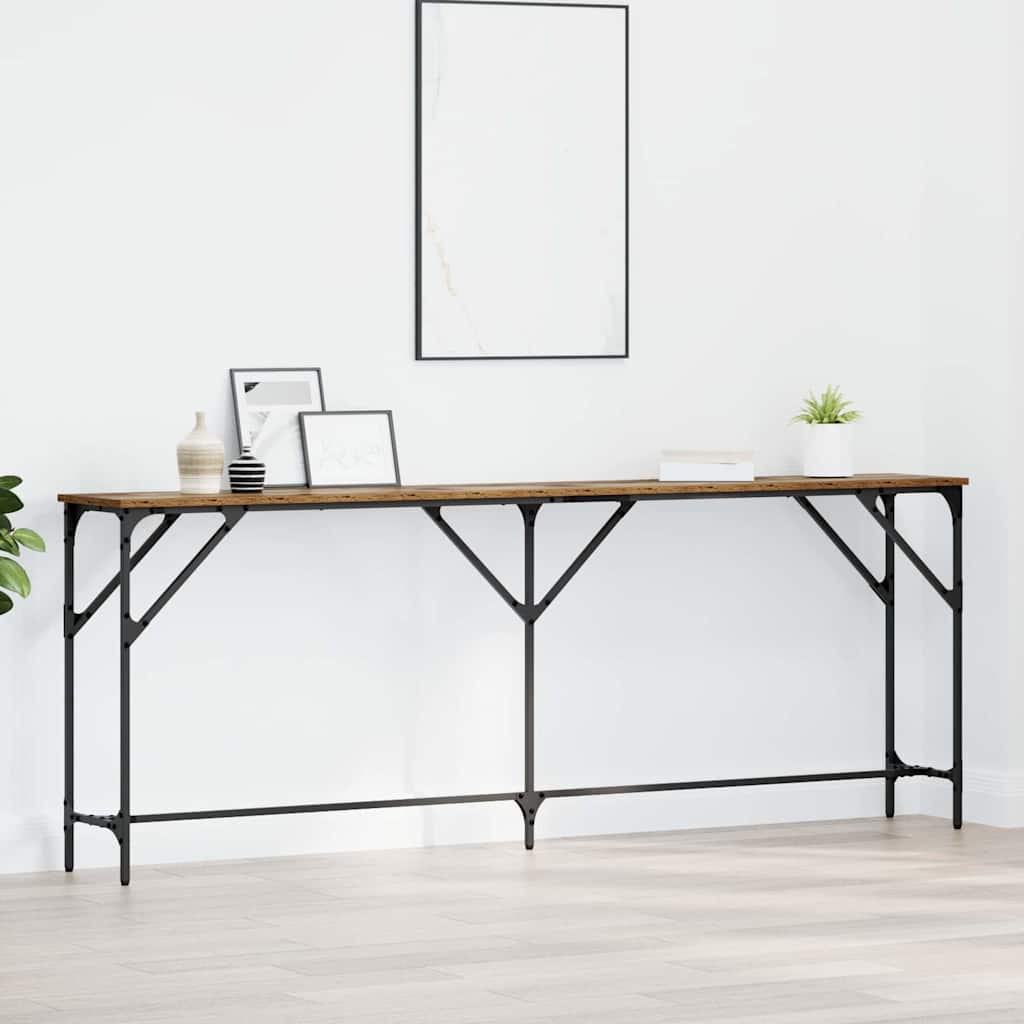 Konsolentisch Altholz 200 x 29 x 75 cm Schichtholz und Metall