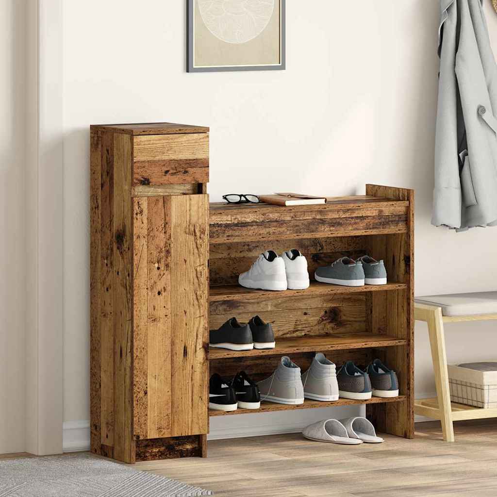 Schuhschrank 100,5 x 28 x 100 cm Holzwerkstoff Altholz