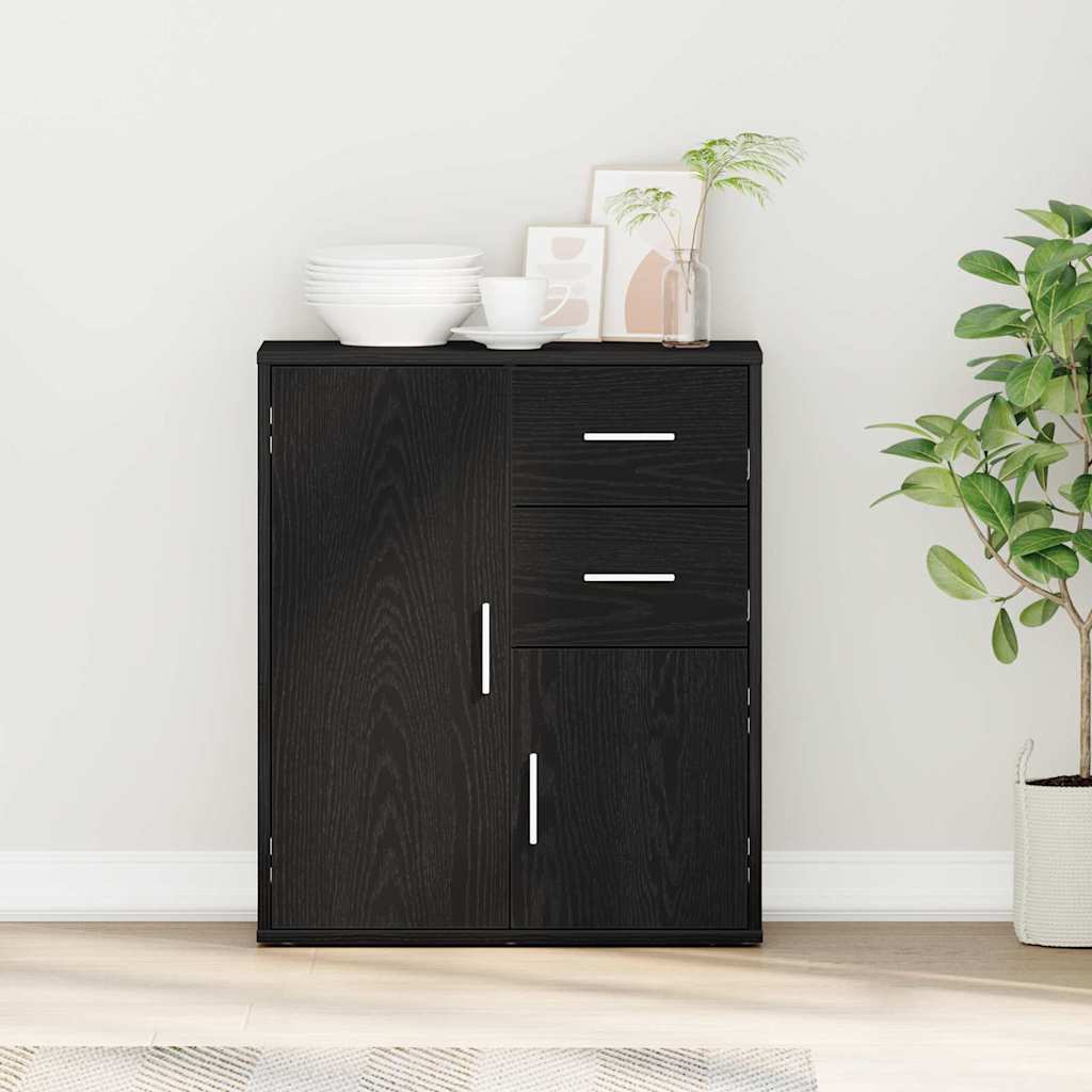 Sideboard Schwarz Eichen-Optik 60 x 31 x 70 cm Holzwerkstoff