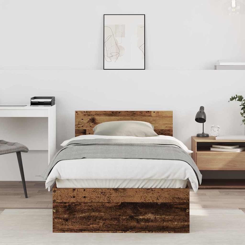 Bettgestell mit Kopfteil Altholz 90 x 200 cm Holzwerkstoff