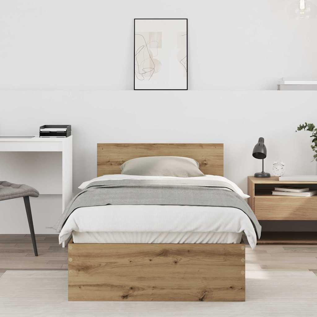 Bettgestell mit Kopfteil mit Kopfteil Artisan-Eiche 90 x 190 cm