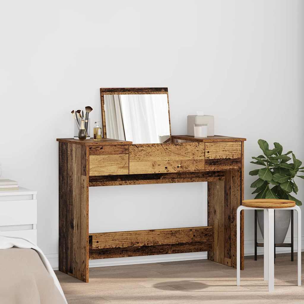 Kosmetiktisch mit Schubladen Altholz 100 x 45 x 76 cm
