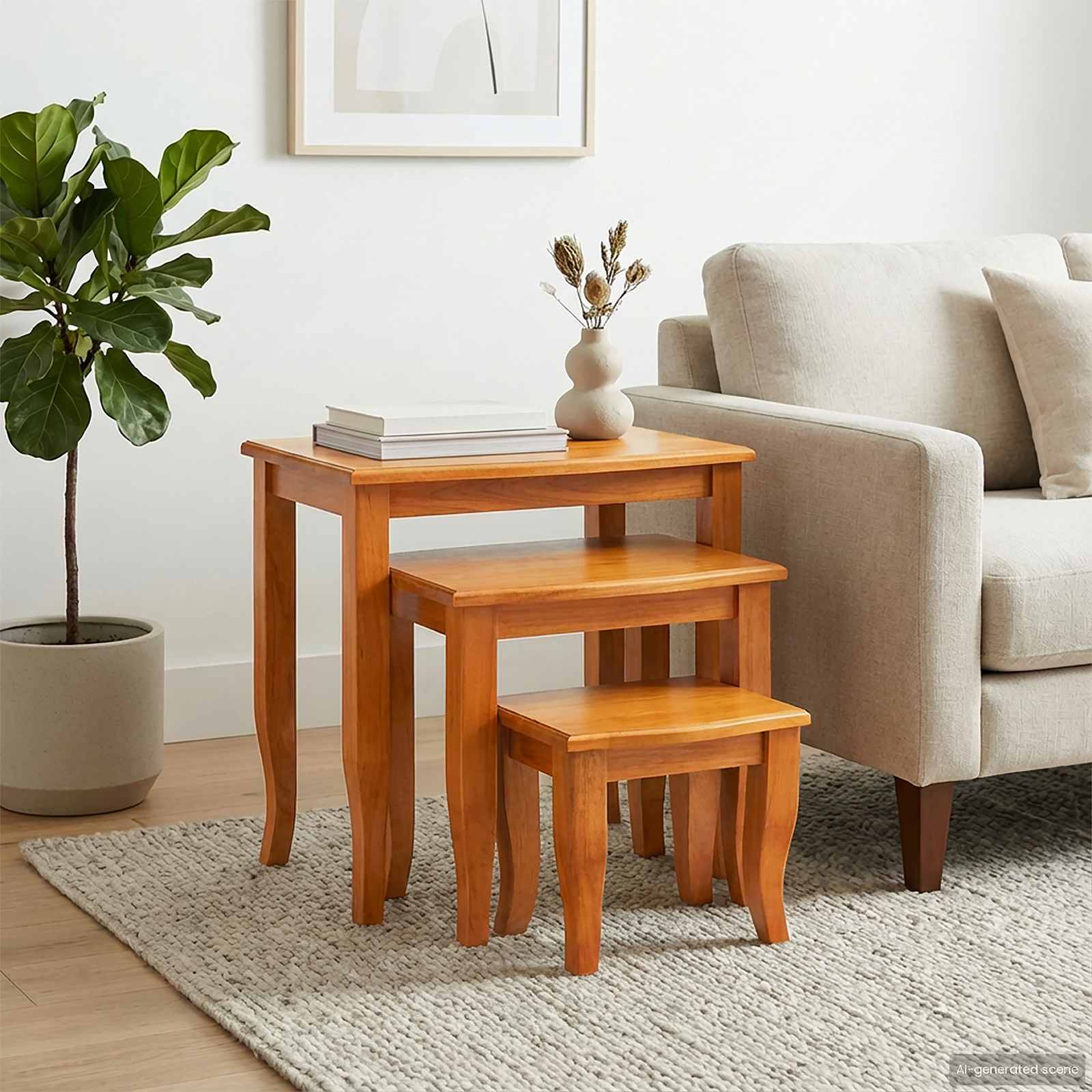 Nestende Beistelltische 3 Stk. Natur 60 x 45 x 60,5 cm