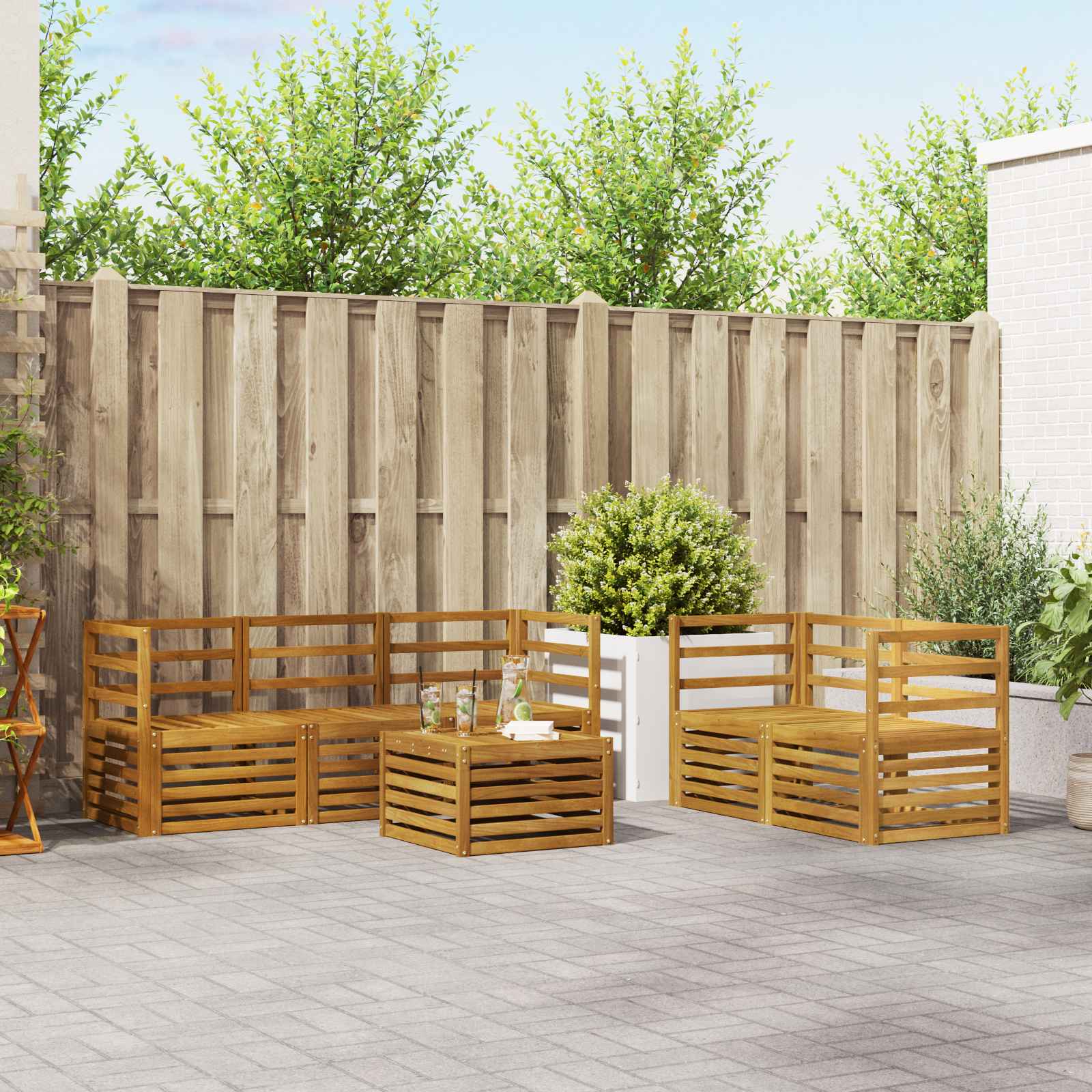 Outdoor-Sofagarnitur 6 stk. Natur Massivholz Akazie