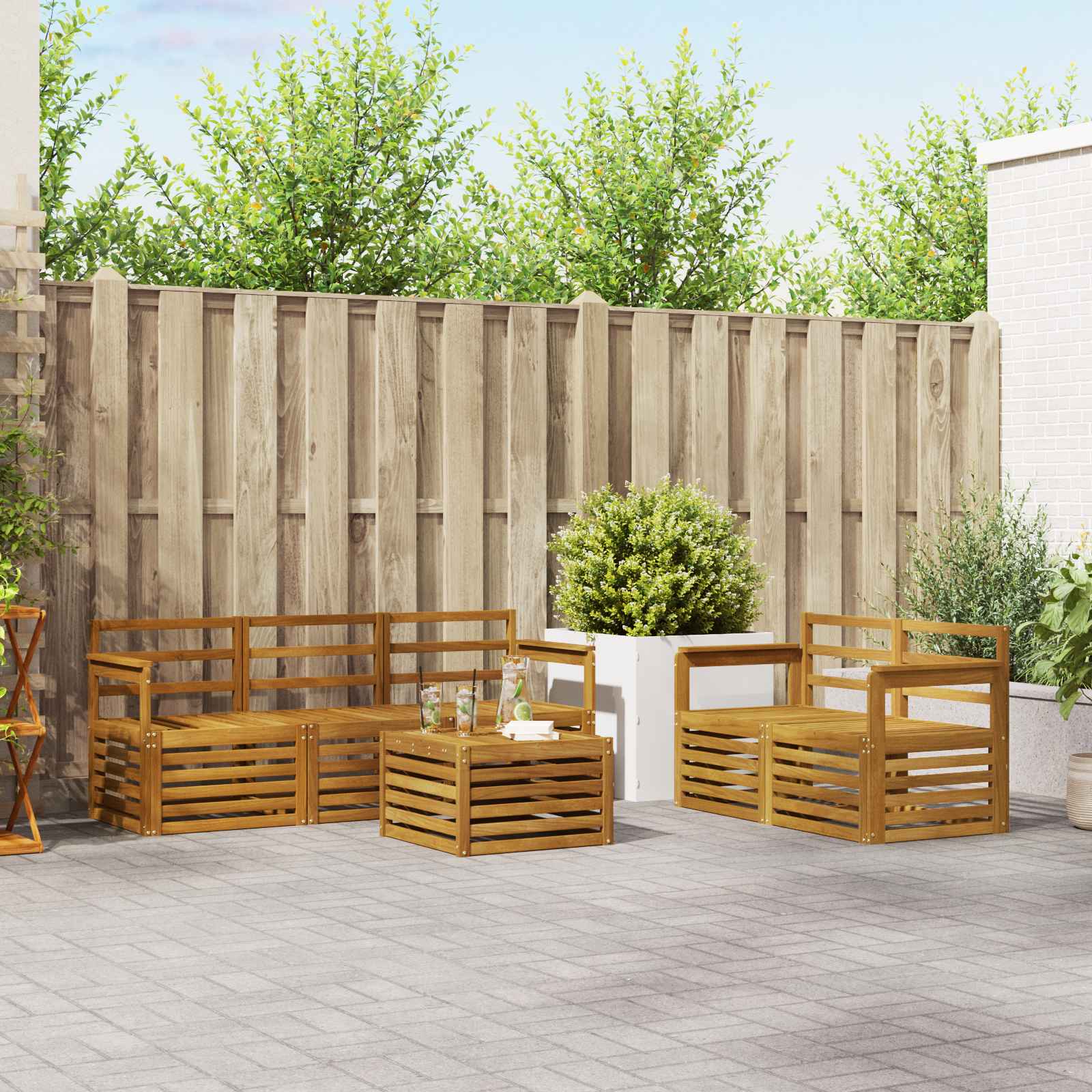 Outdoor-Sofagarnitur 6 stk. Natur Massivholz Akazie