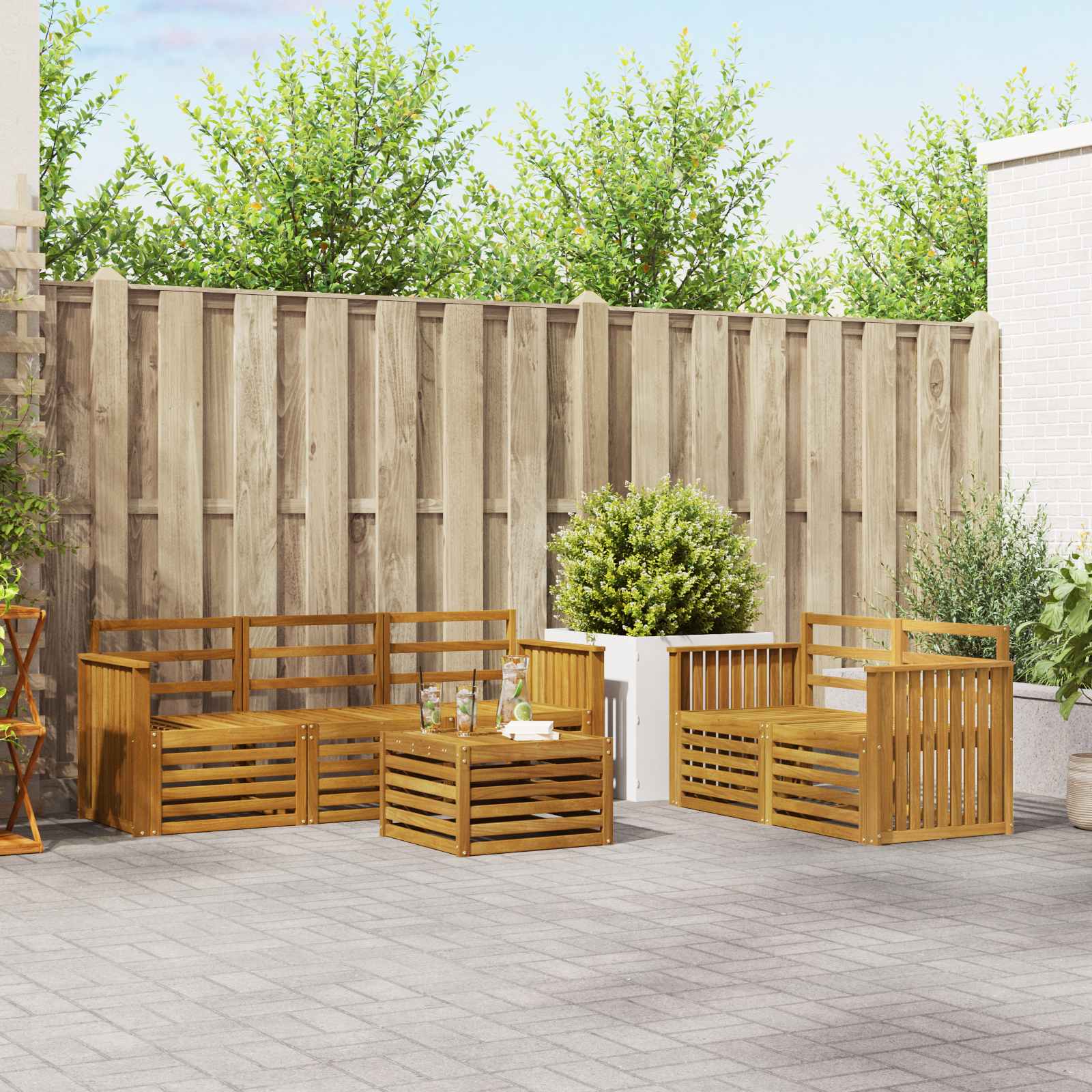 Outdoor-Sofagarnitur 6 stk. Natur Massivholz Akazie
