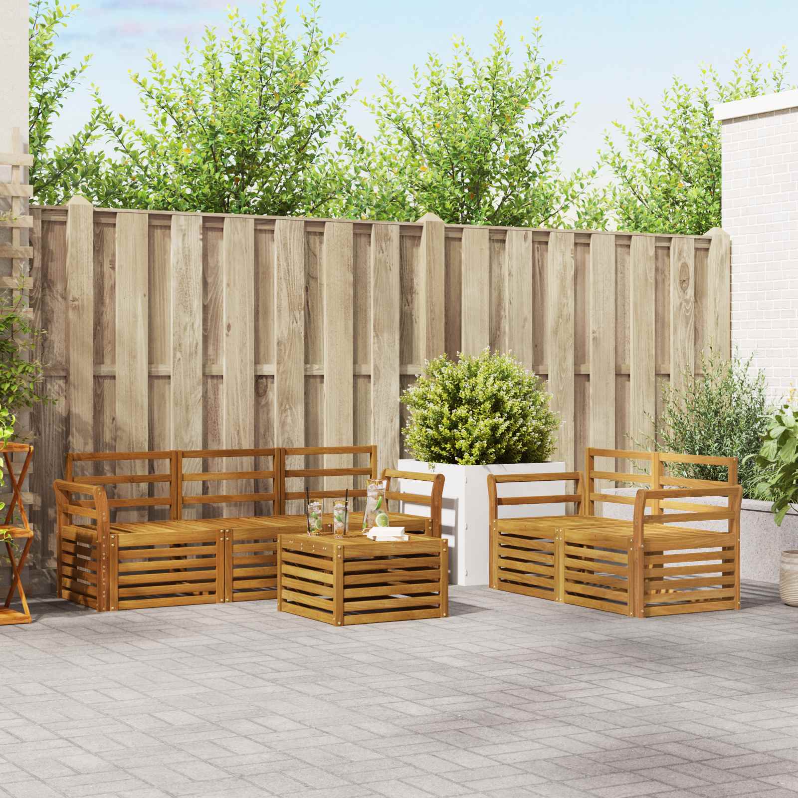 Outdoor-Sofagarnitur 6 stk. Natur Massivholz Akazie