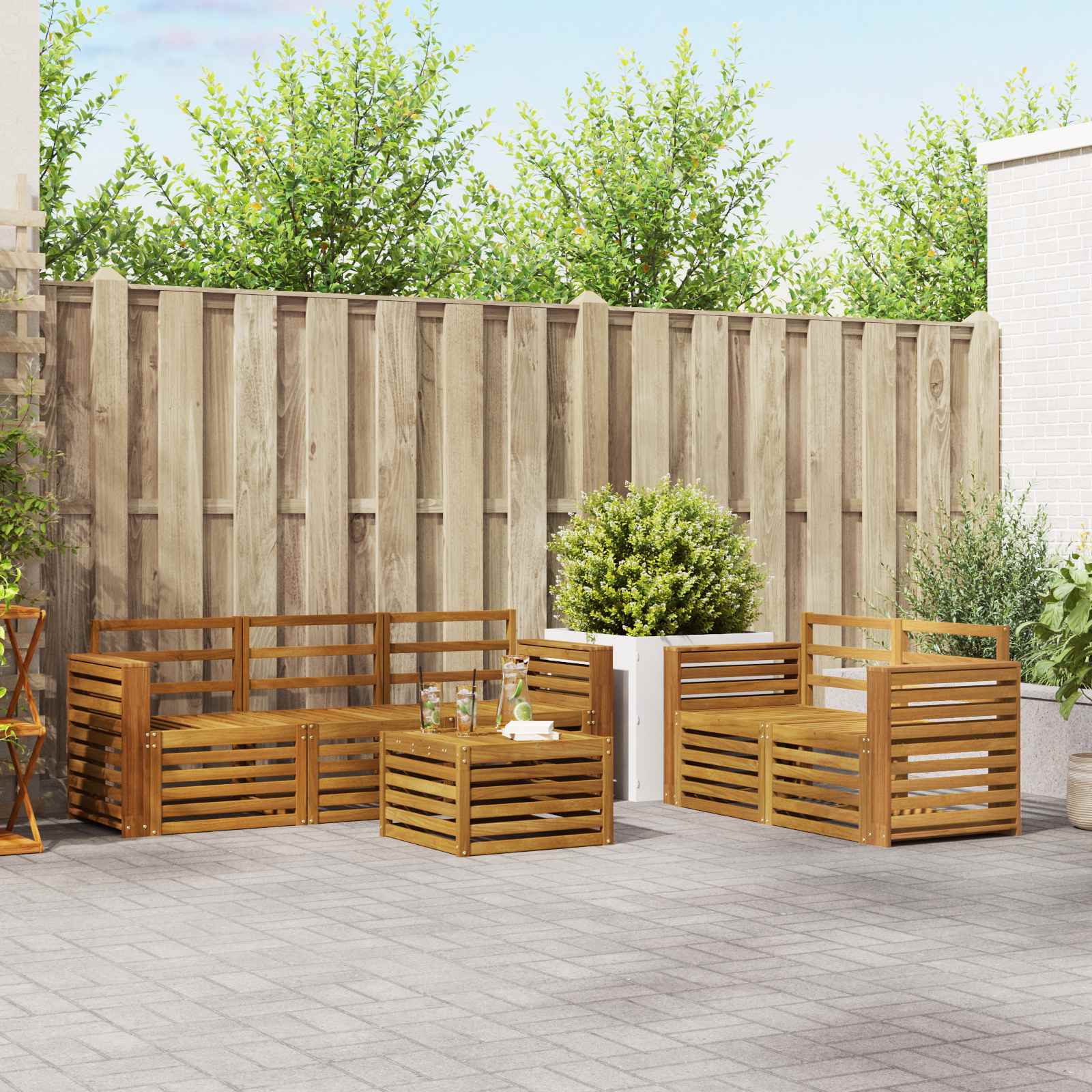 Outdoor-Sofagarnitur 6 stk. Natur Massivholz Akazie