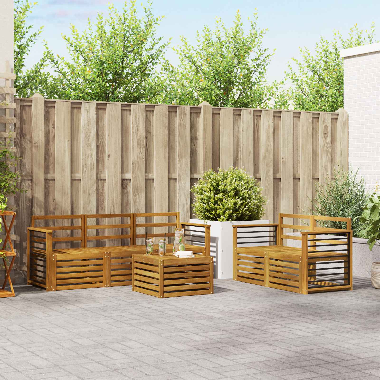 Outdoor-Sofagarnitur 6 stk. Natur Massivholz Akazie