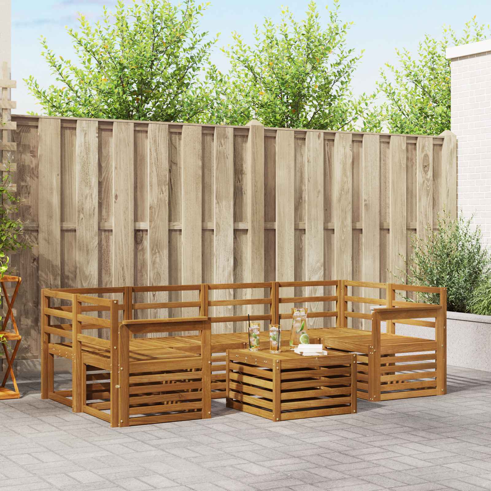 Outdoor-Sofagarnitur 7 stk. Natur Massivholz Akazie