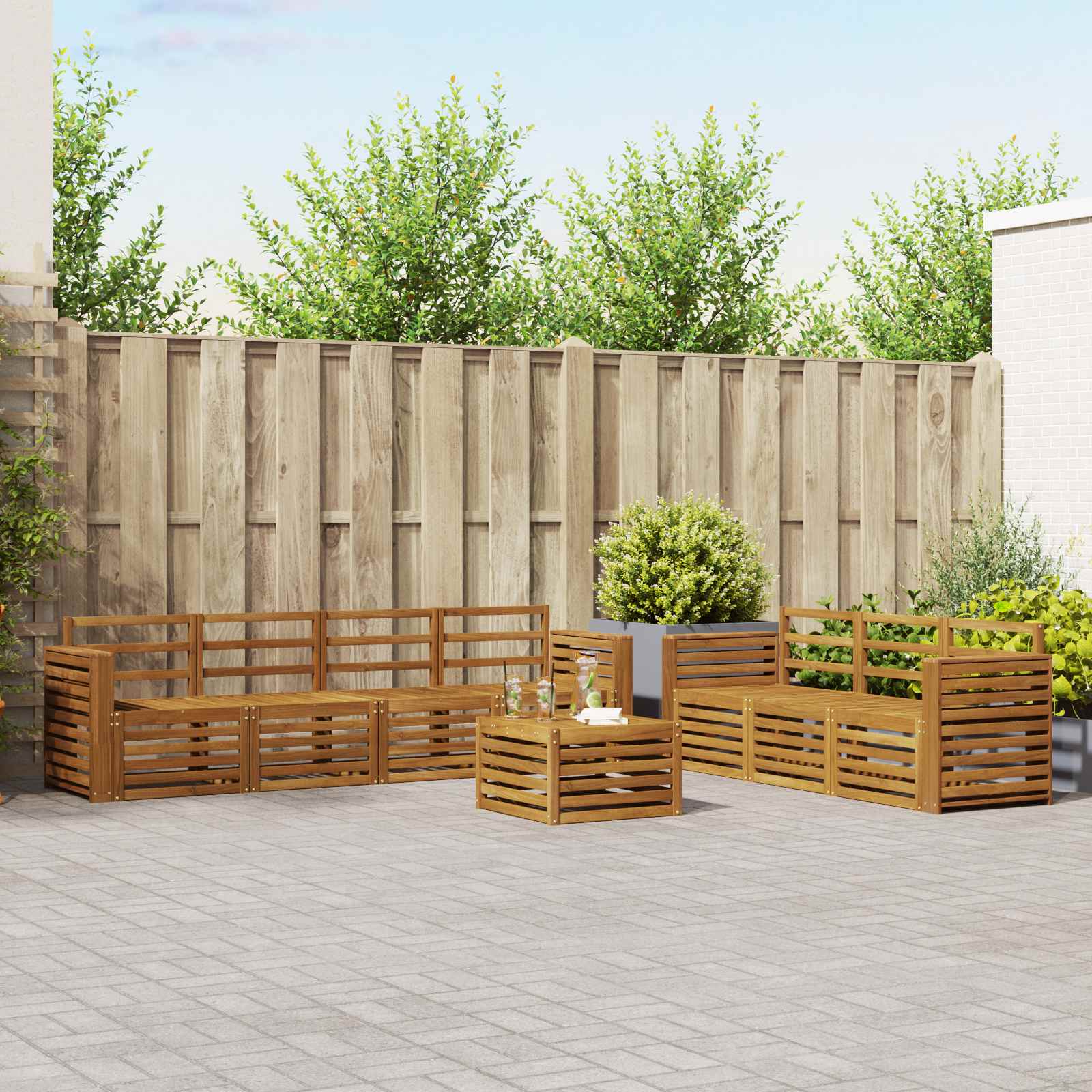 Sofagarnituren 8 stk. Natur Massivholz Akazie