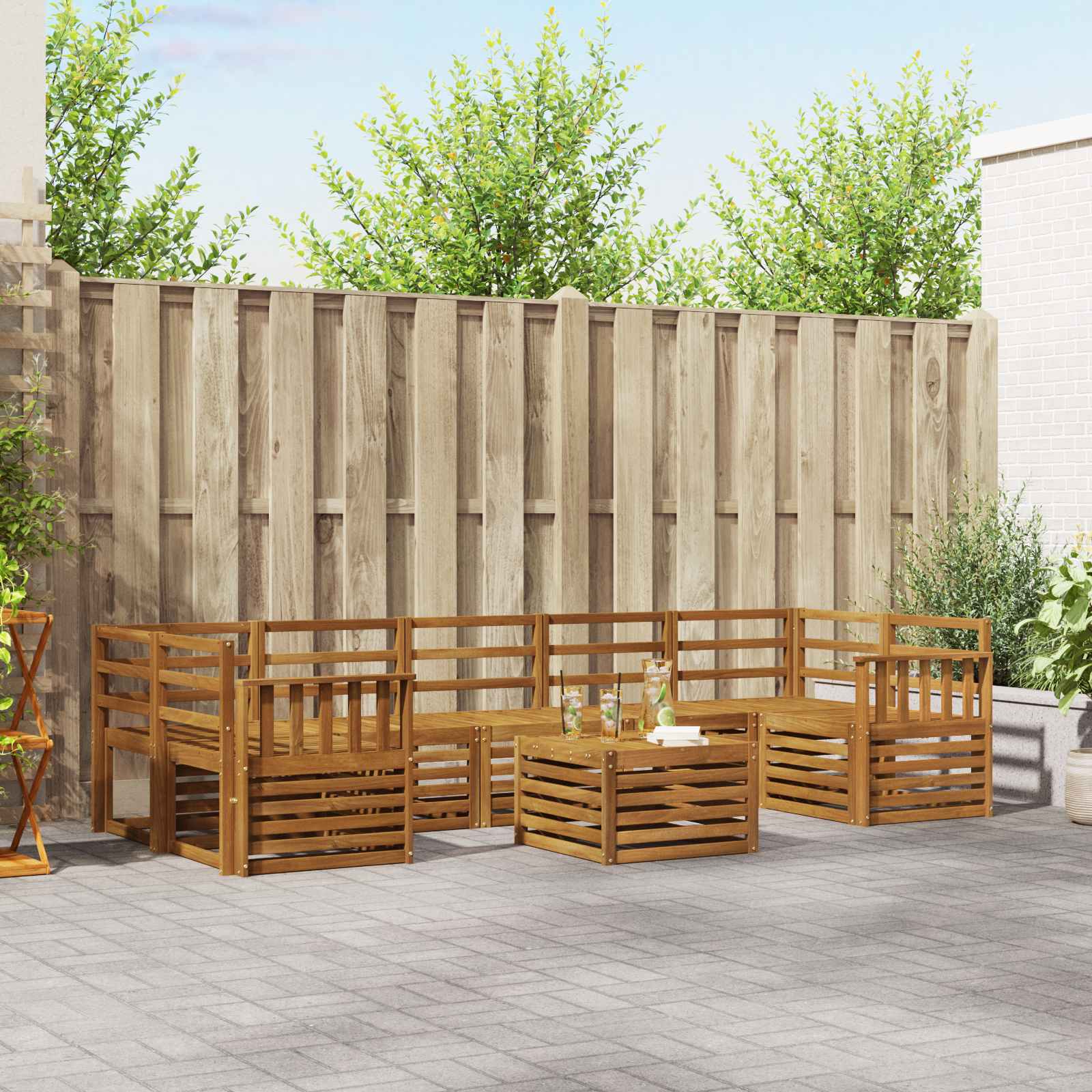 Outdoor-Sofagarnitur 8 stk. Natur Massivholz Akazie