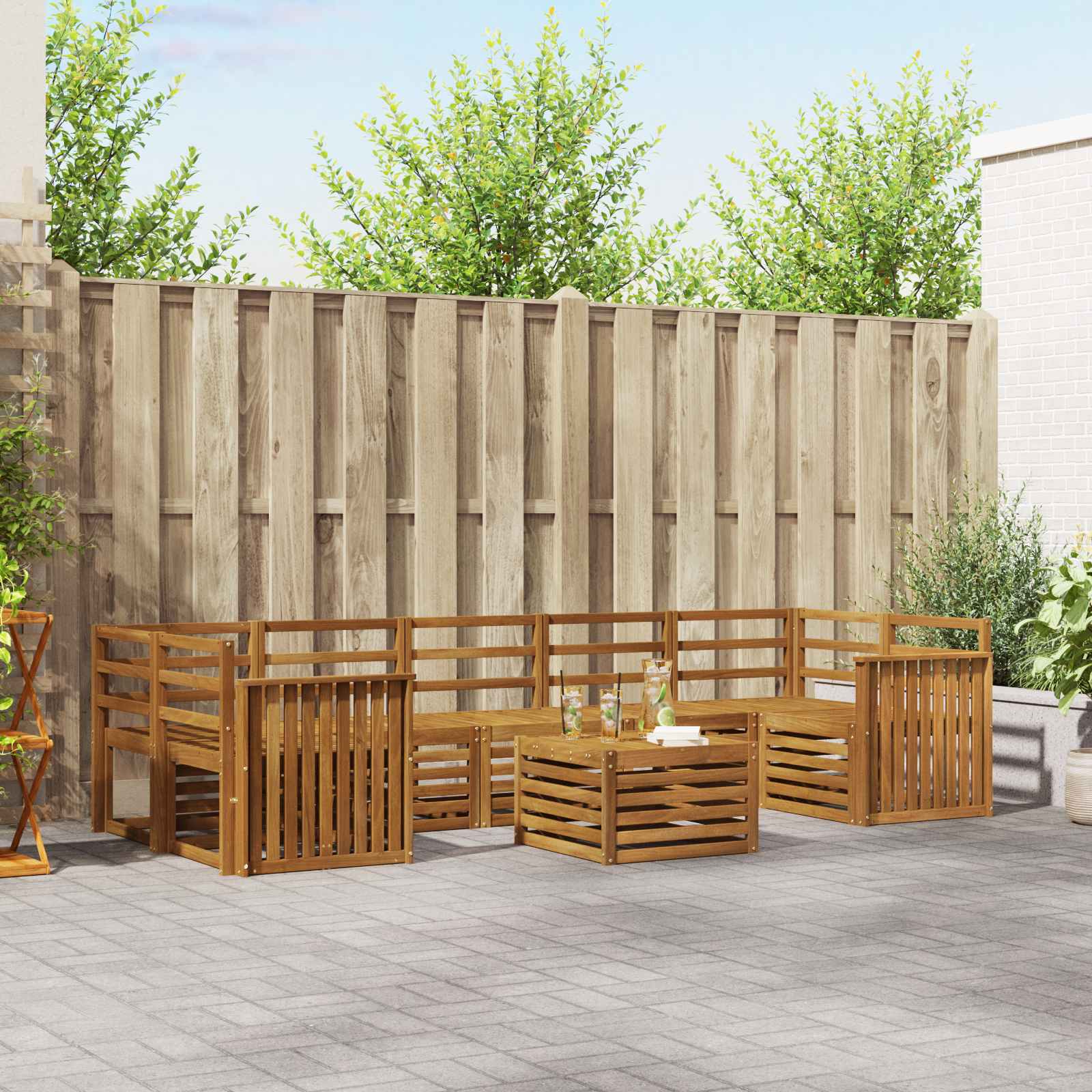 Outdoor-Sofagarnitur 8 stk. Natur Massivholz Akazie