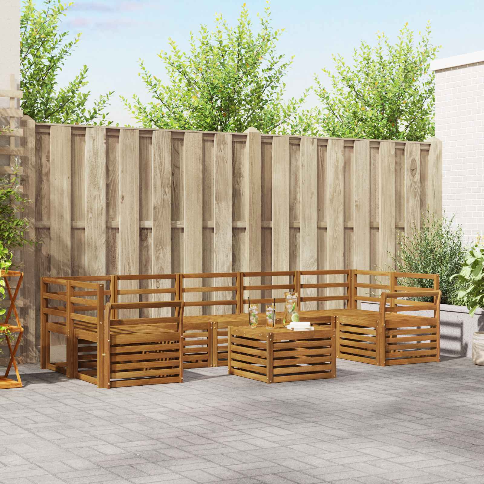 Outdoor-Sofagarnitur 8 stk. Natur Massivholz Akazie