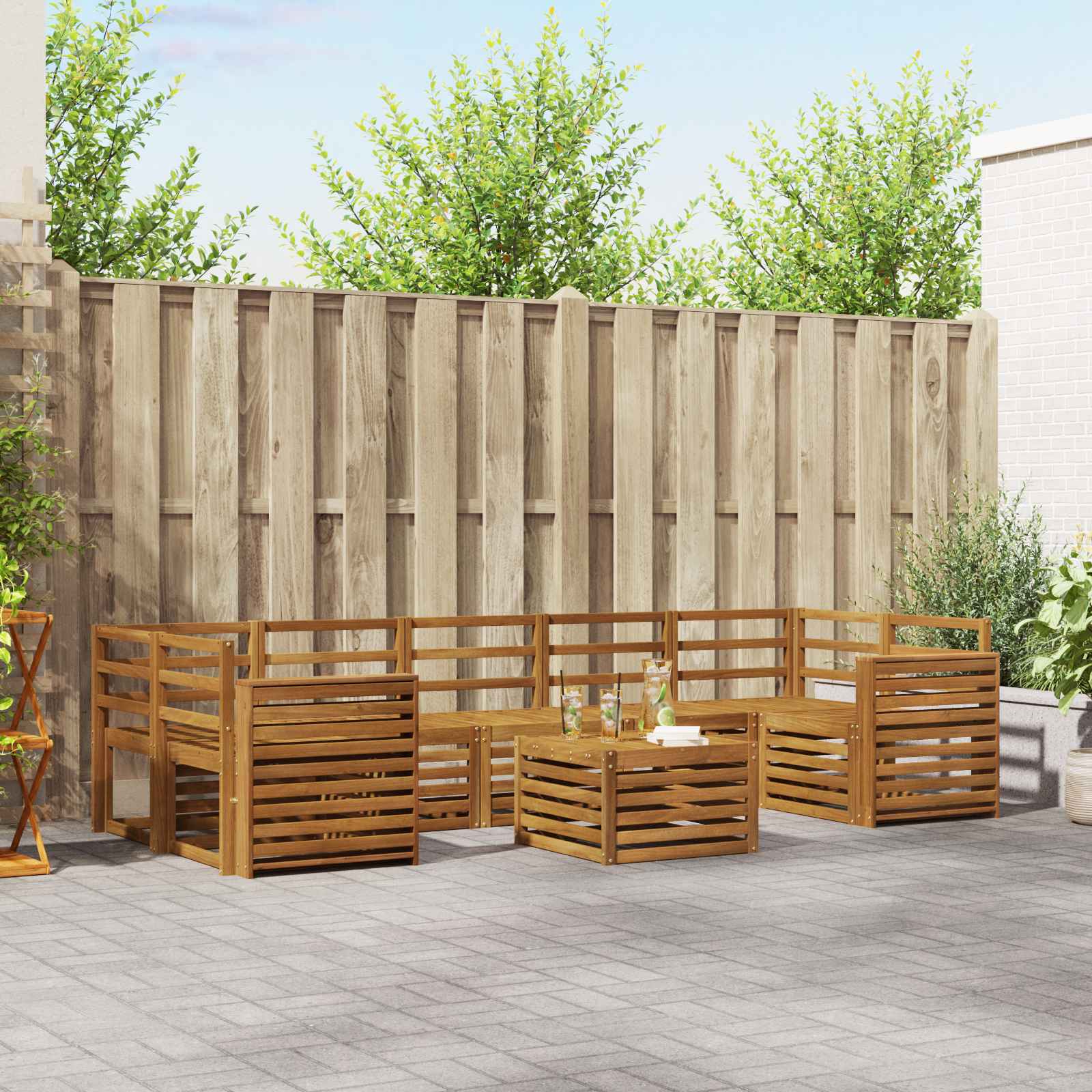 Outdoor-Sofagarnitur 8 stk. Natur Massivholz Akazie
