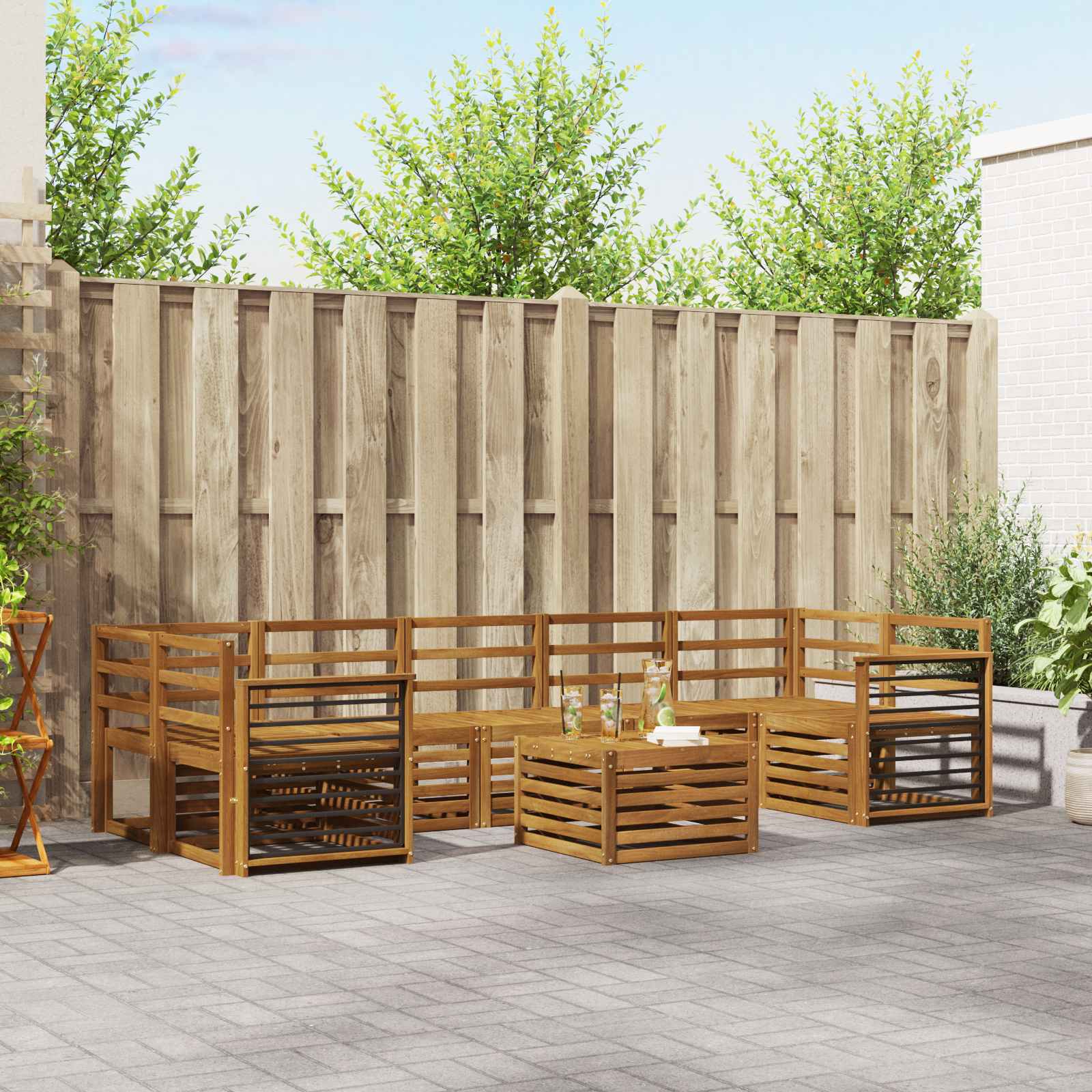 Outdoor-Sofagarnitur 8 stk. Natur Massivholz Akazie