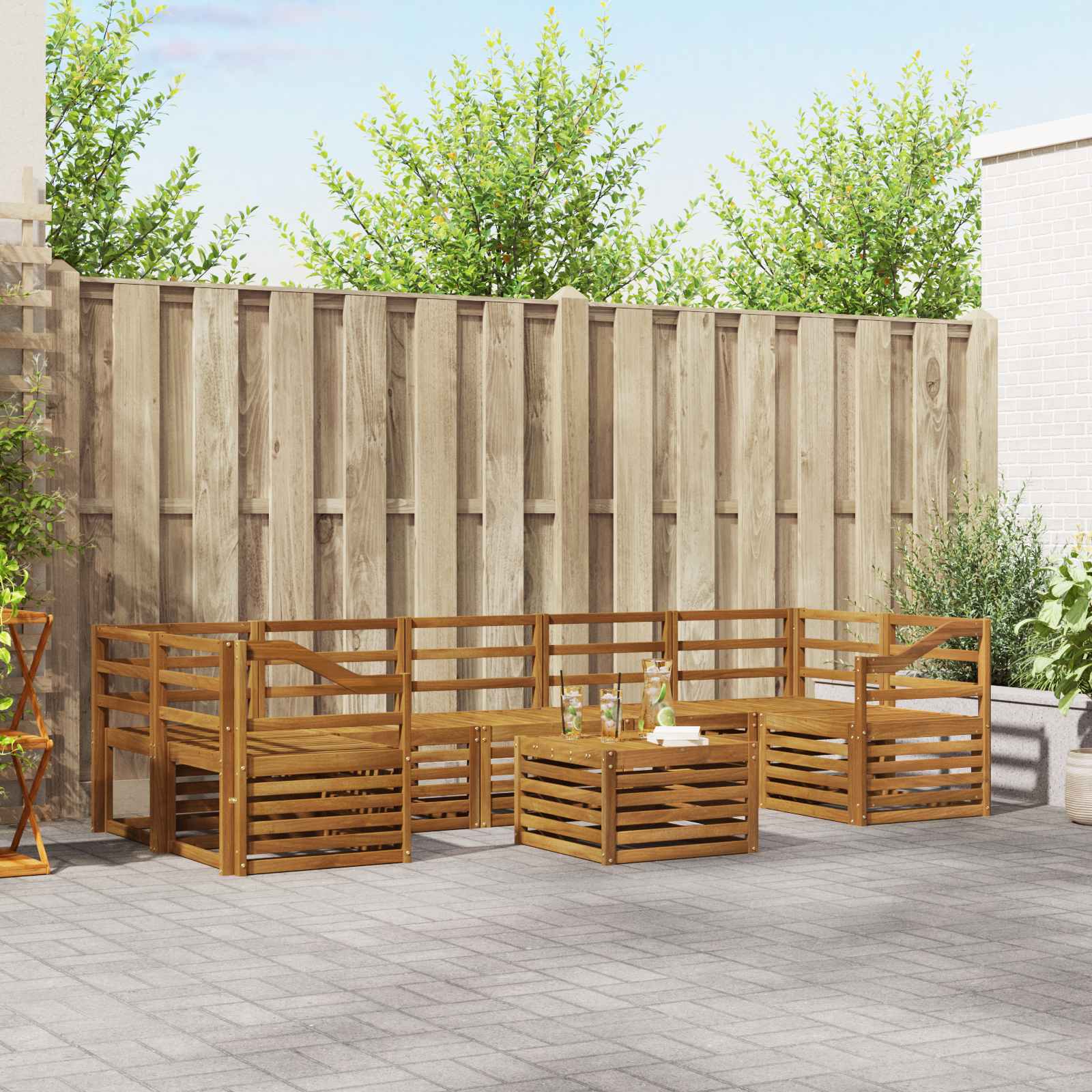 Outdoor-Sofagarnitur 8 stk. Natur Massivholz Akazie